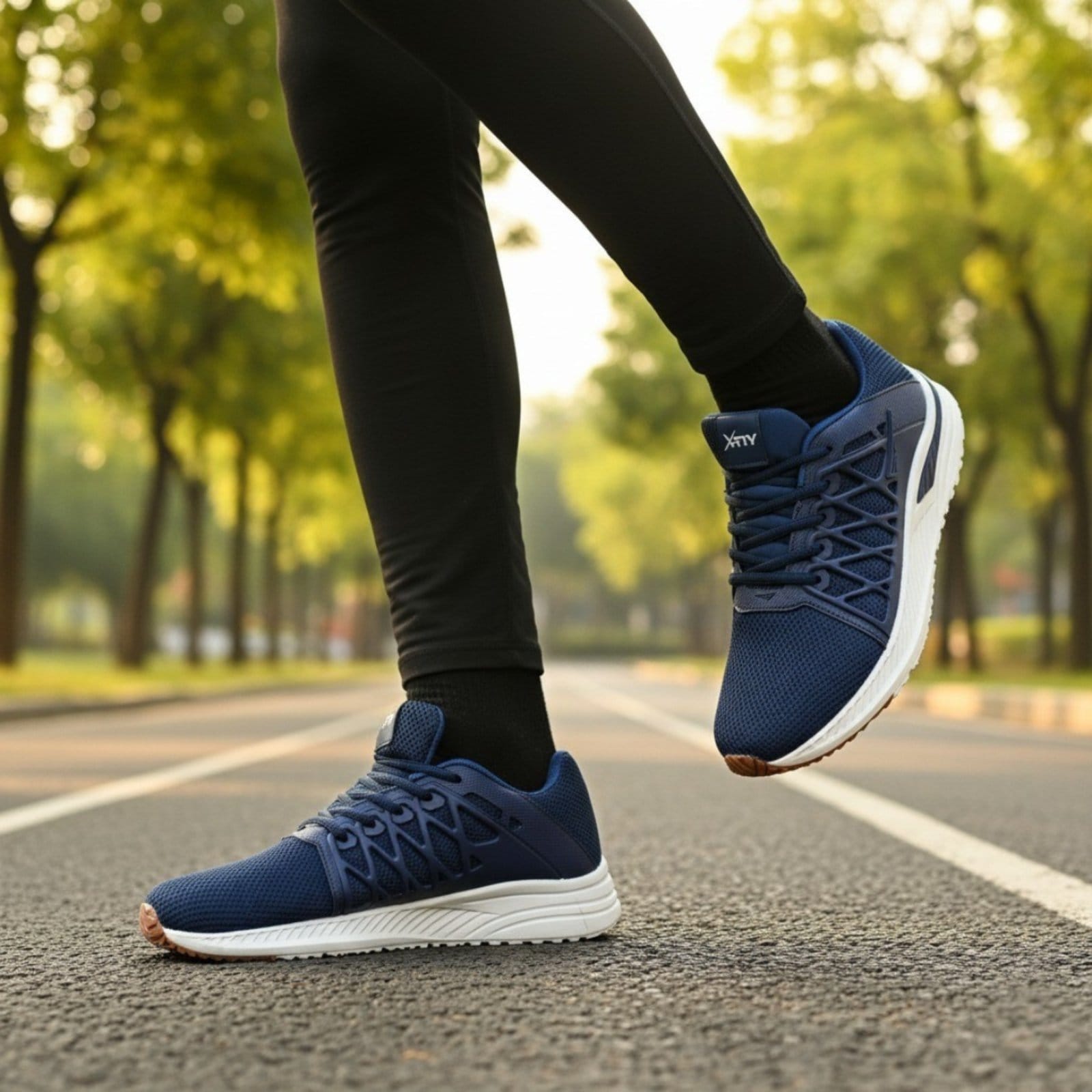 Vista 2 Tênis Corrida Masculino Academia Running Marinho Confortável Treino + Relógio Kit Sapatofran azul