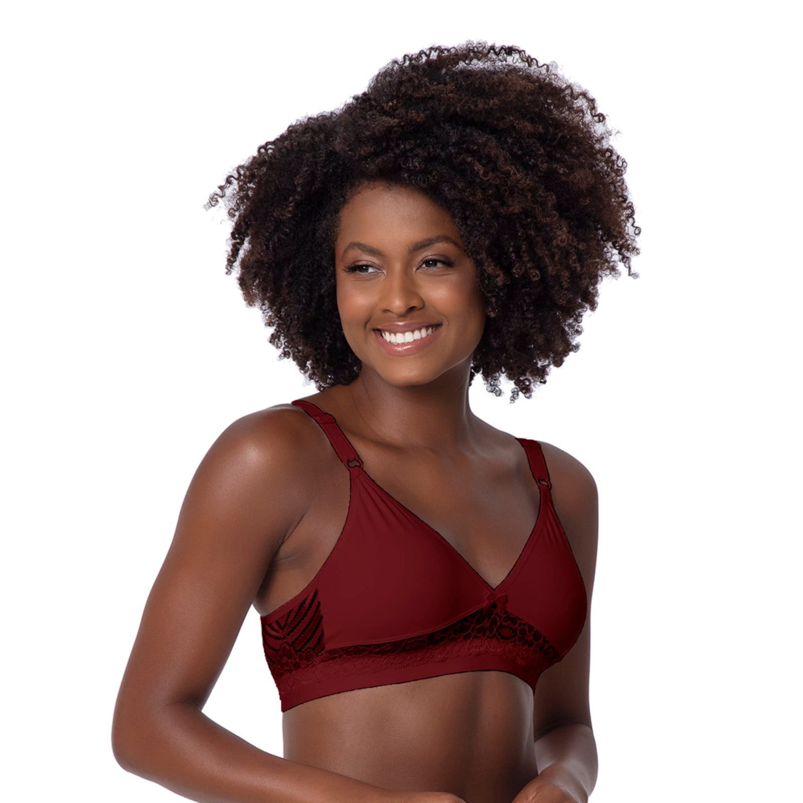 Sutiã Reforçado Gabi Lingerie Soutien Sem Bojo Microfibra Poliamida Rendado Rubro