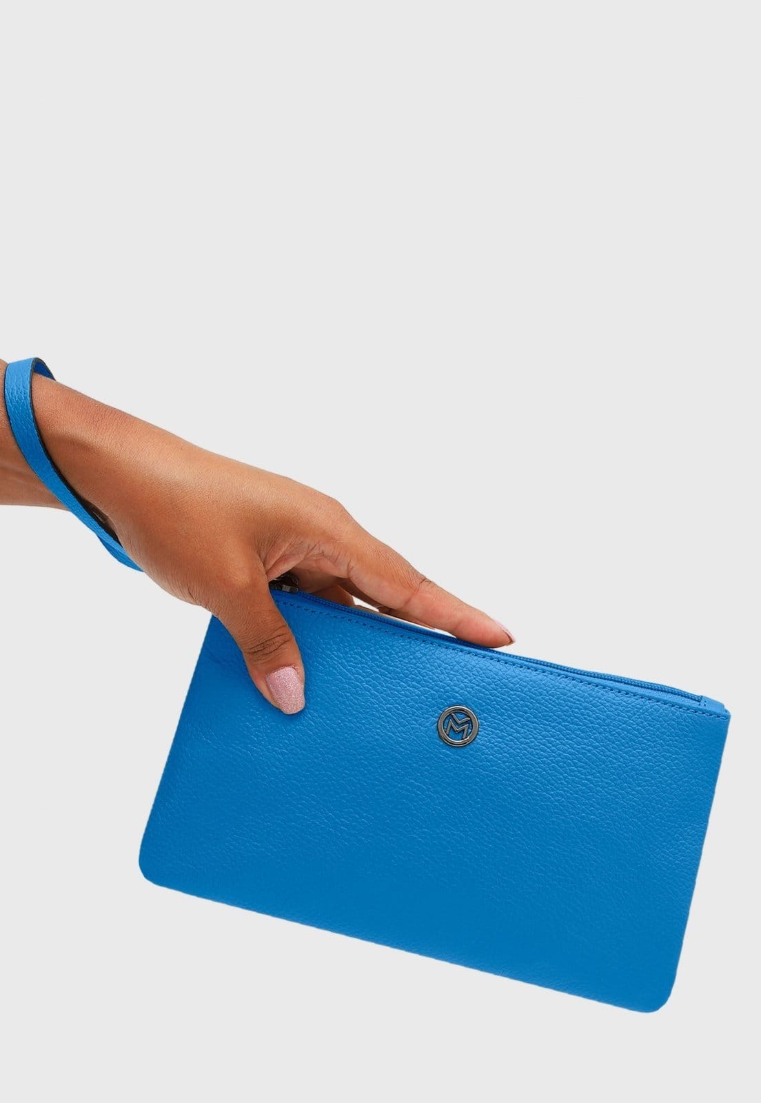 Vista 2 Bolsa Carteira Clutch Couro Mariart Cambará Caribe Mariart azul