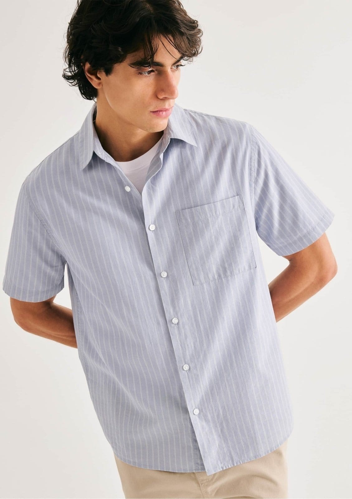 Camisa Masculina Tricoline Fio Tinto