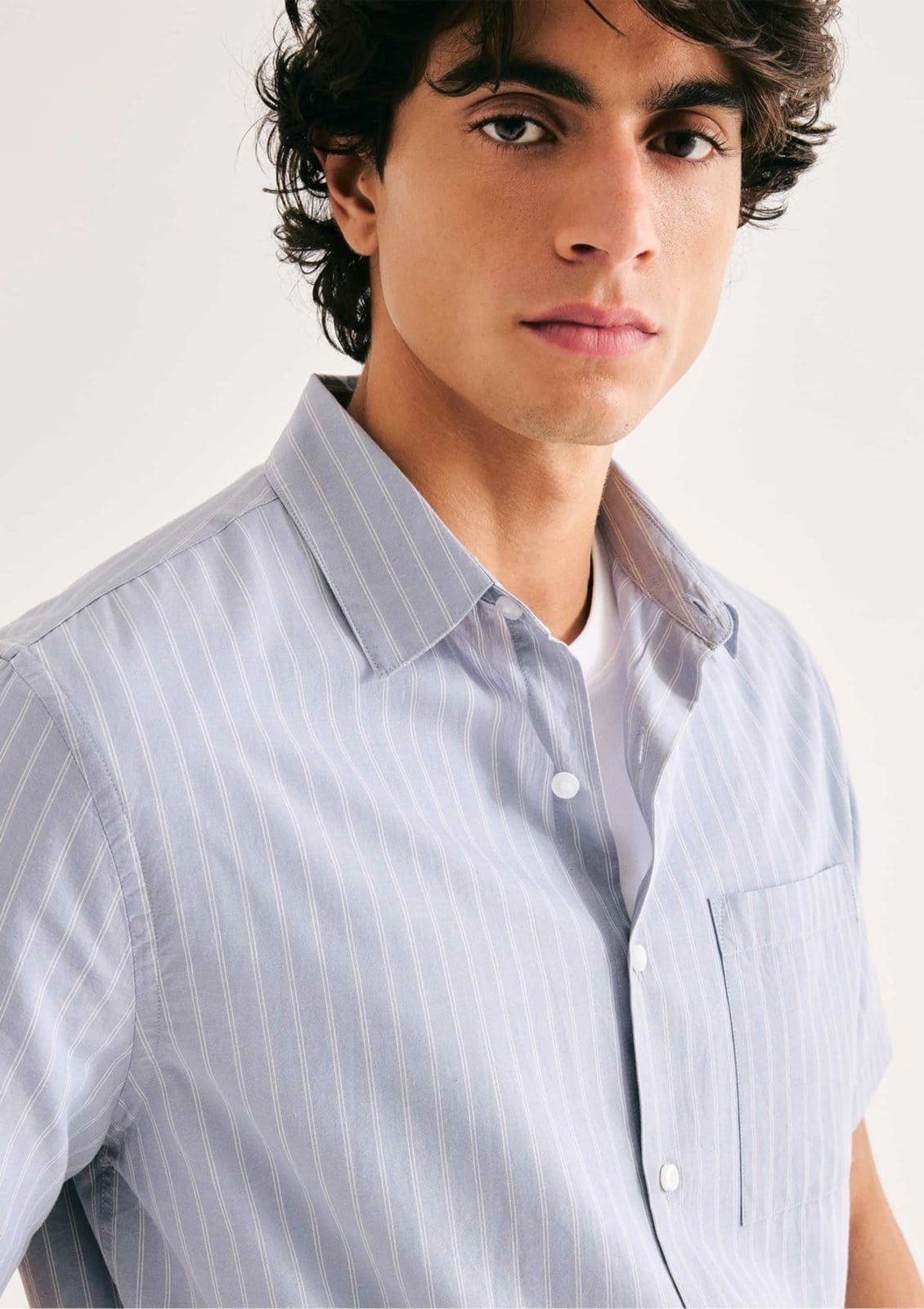 Vista 2 Camisa Masculina Tricoline Fio Tinto Hering azul