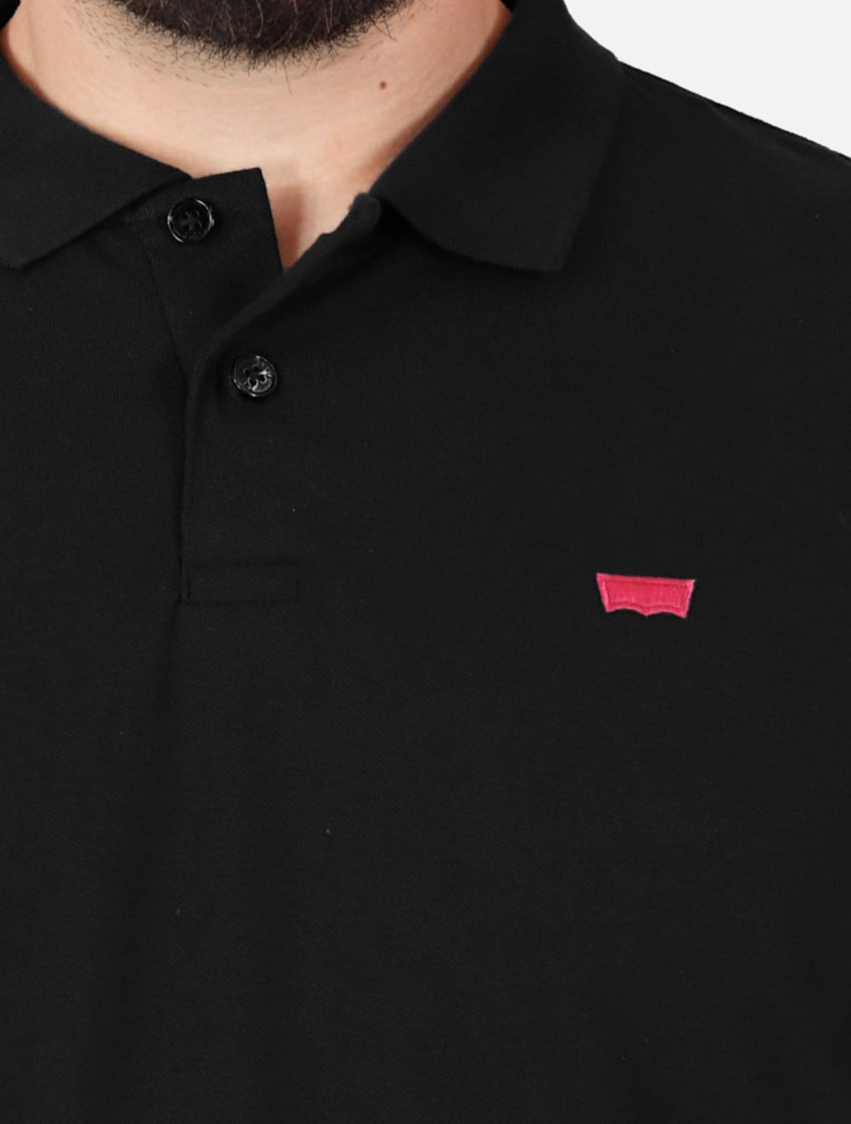 Vista 2 Polo Levis Masculina Housemark New Logo Flag Preta Levis preto