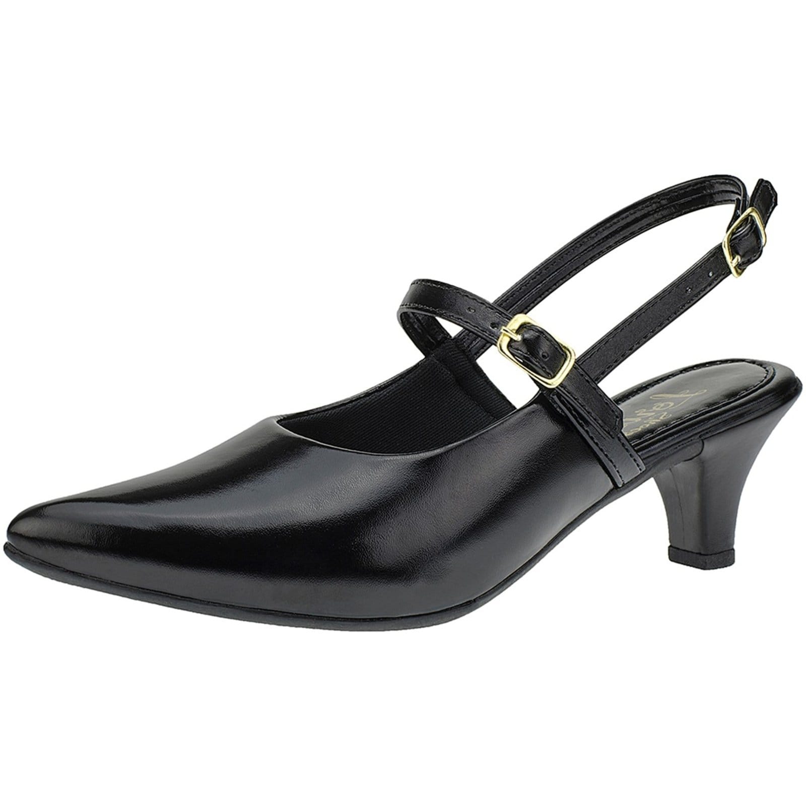 Sapato Lóris Shoes Feminino Scarpin Salto Baixo Fino Sapato SlingBack Retrô 205-01 Sintético