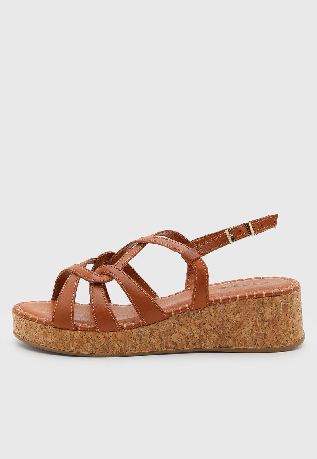 Vista principal Sandália Feminina Bottero Anabela Tiras Bottero caramelo