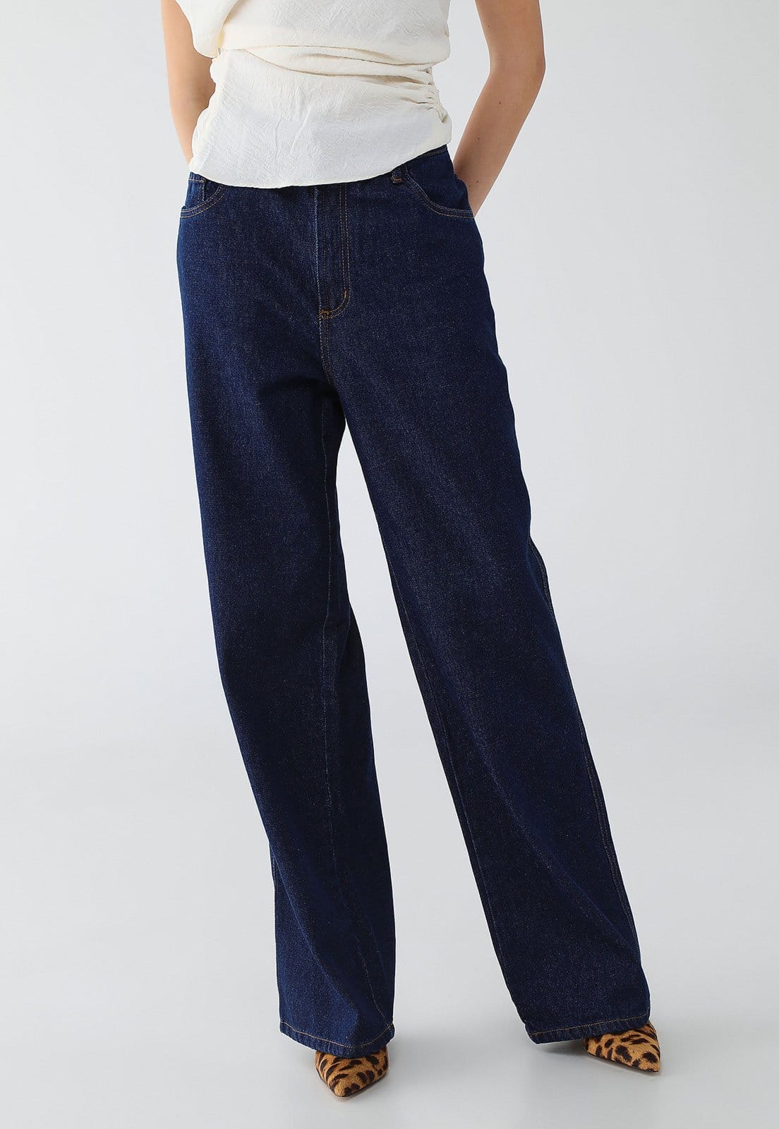 Calça Feminina Lança Perfume Wide Leg Full Length Jeans Escura