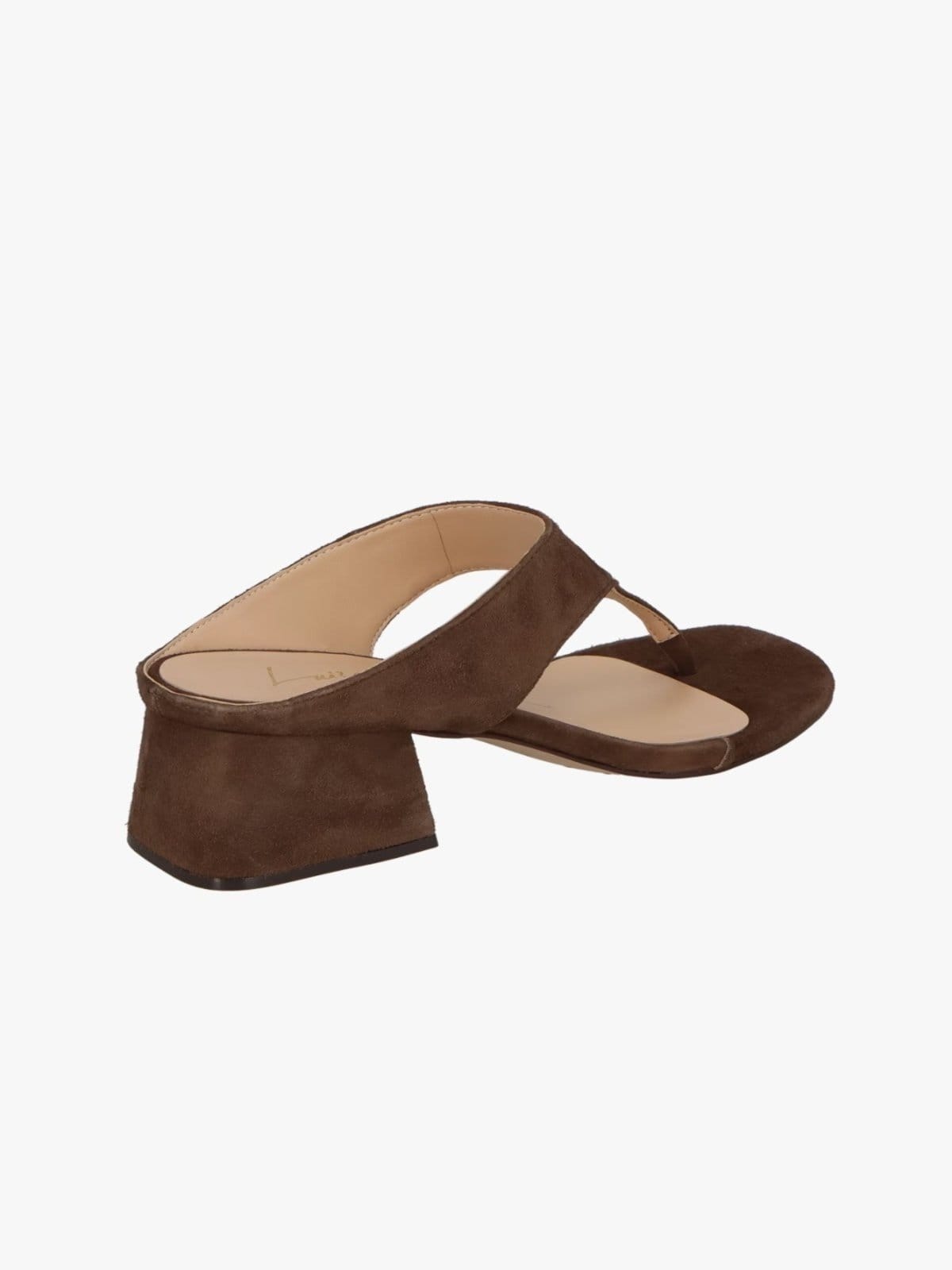 Sandália de Dedo Salto Bloco Médio Camurça Café