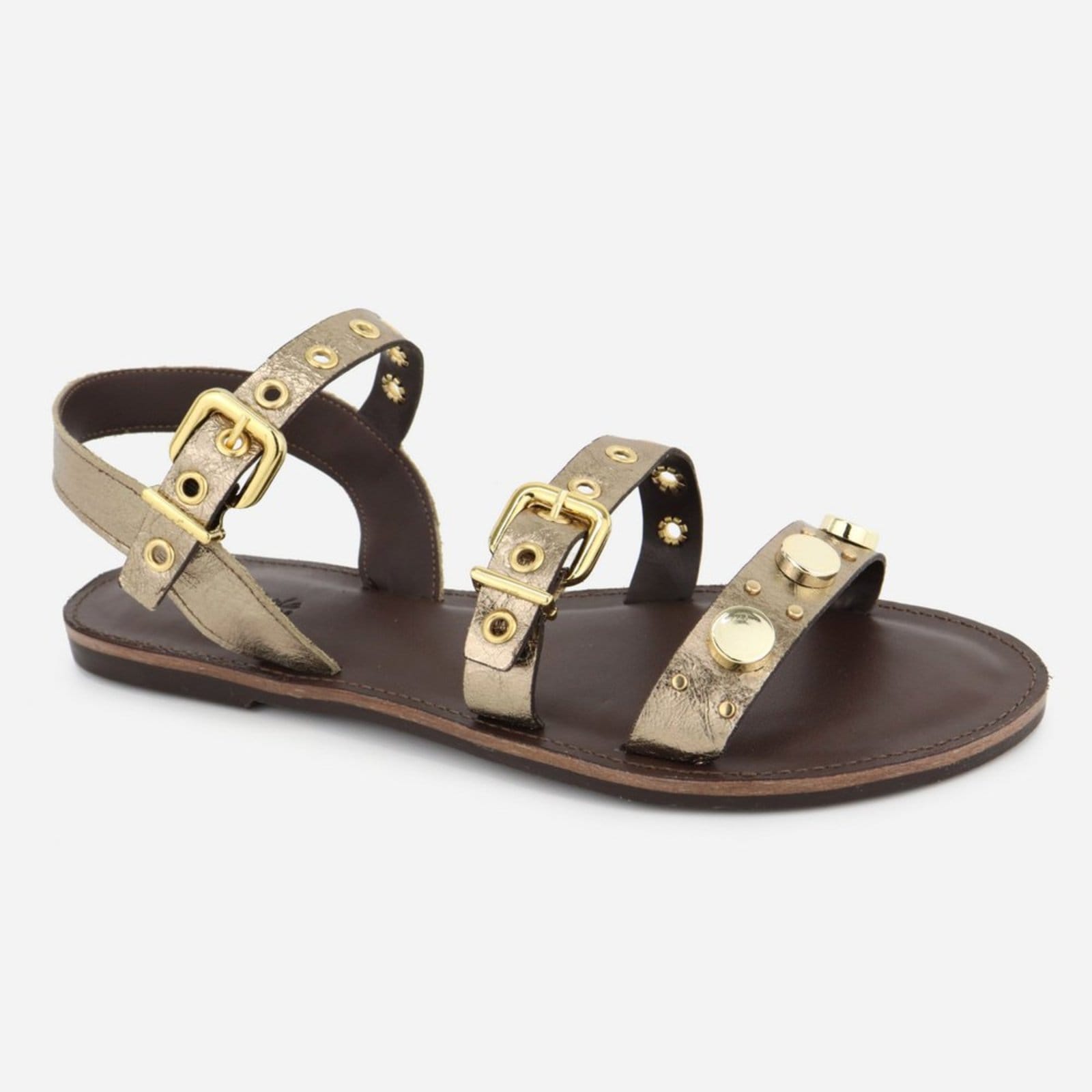 Vista 2 Sandália Prata Luxo Conforto Palminha Maria Paula Couro Rasteira Velho MARIA PAULA prata velho