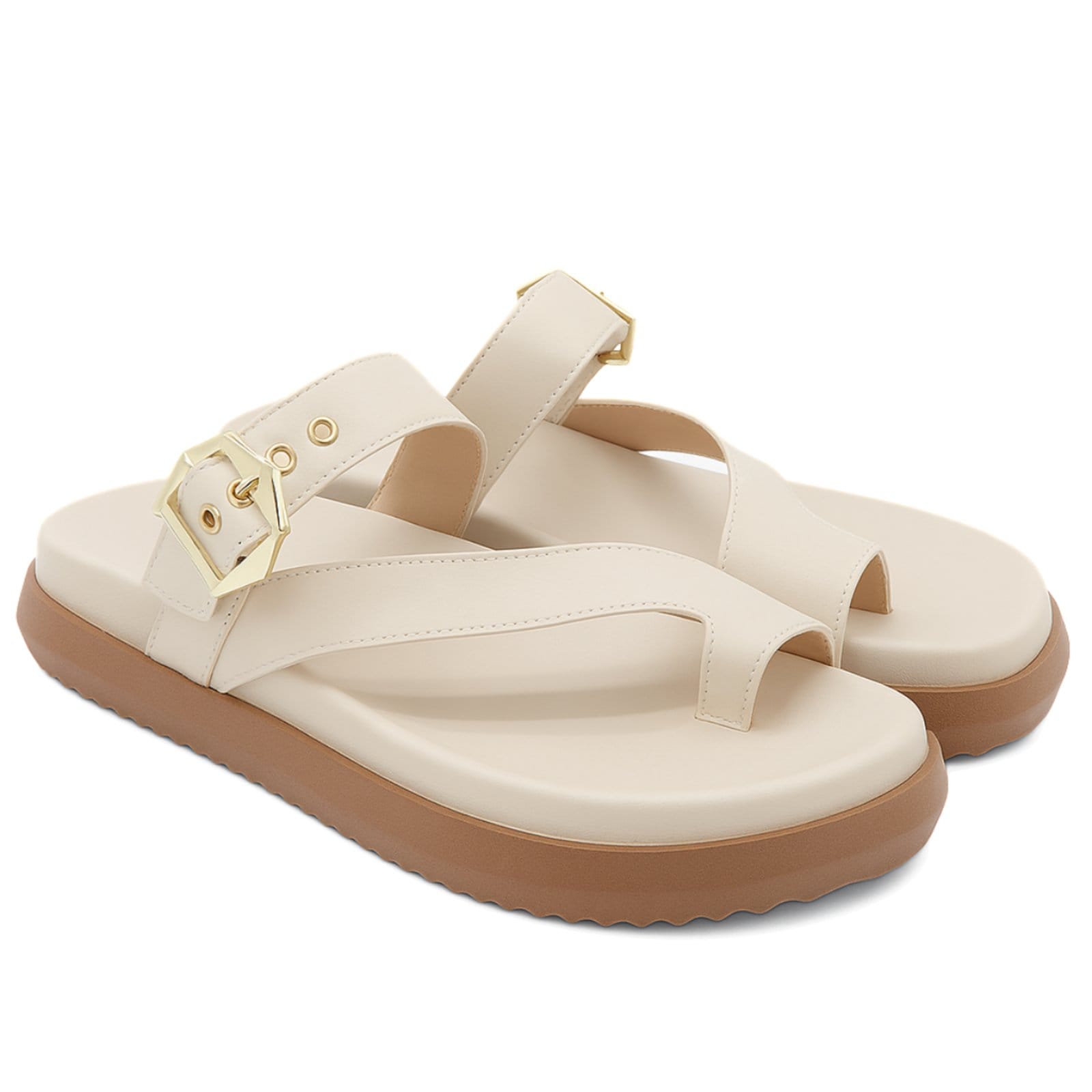 Vista 2 Rasteira Feminina Flatform Papete Off White Encaixe Dedo 007 Sete Sales branco white