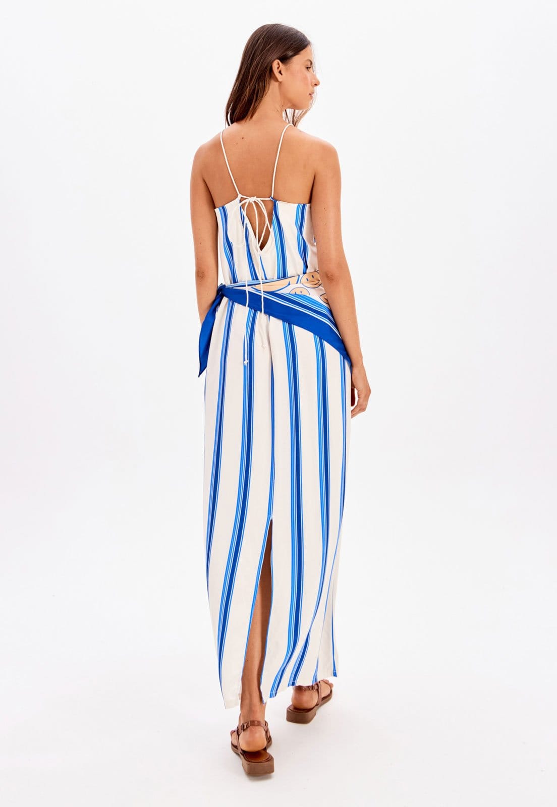 Vista 2 Vestido My Favorite Longo Listrado com Lenço Off-White My Favorite off-white white