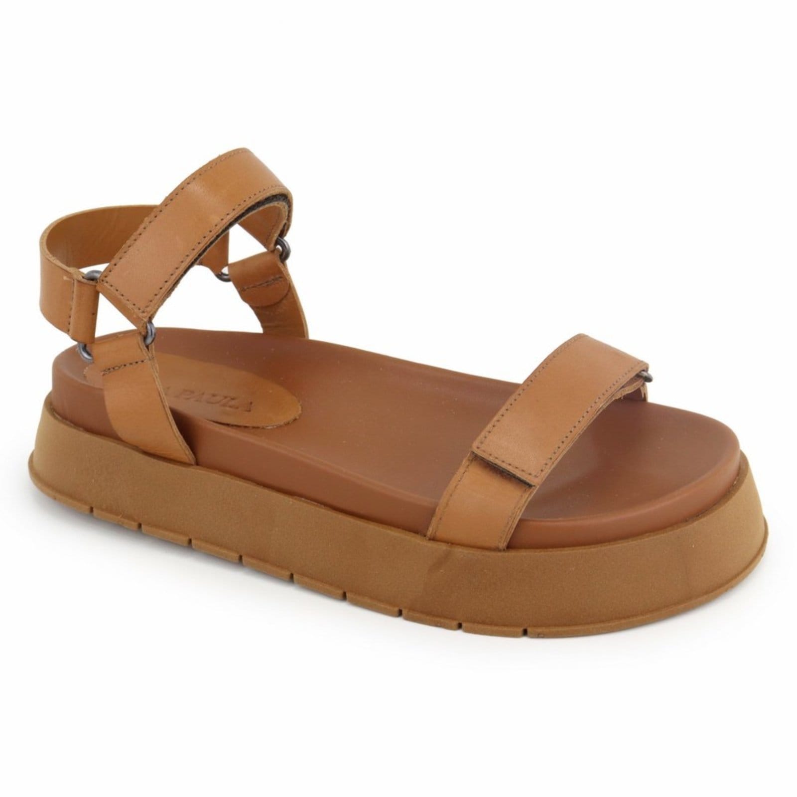 Vista 2 Sandália Papete Flatform Feminina Conforto em Couro Lacre Maria Paula Camel MARIA PAULA caramelo