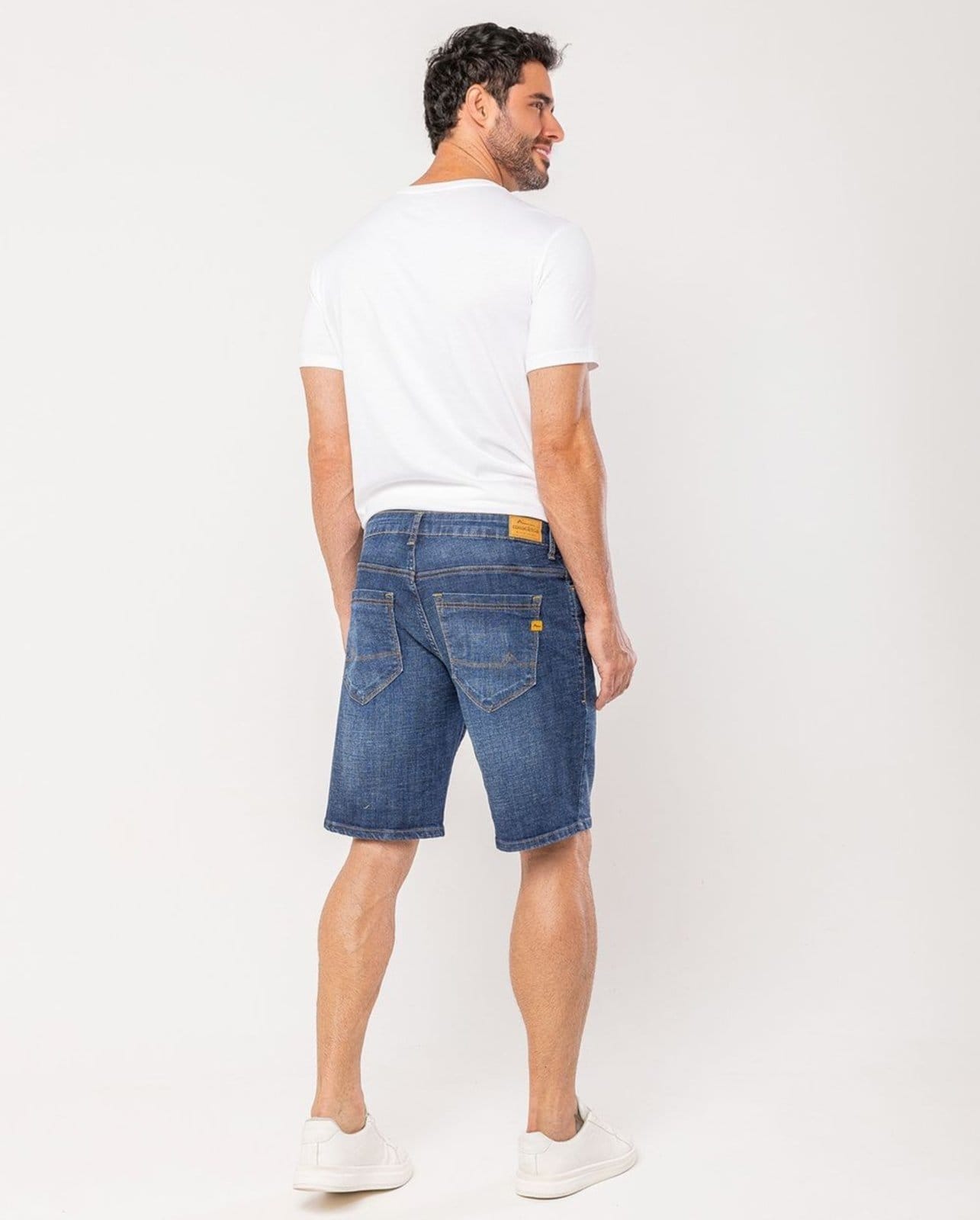 Vista 2 Bermuda Slim Fit Masculina 25097 Escura Consciência jeans