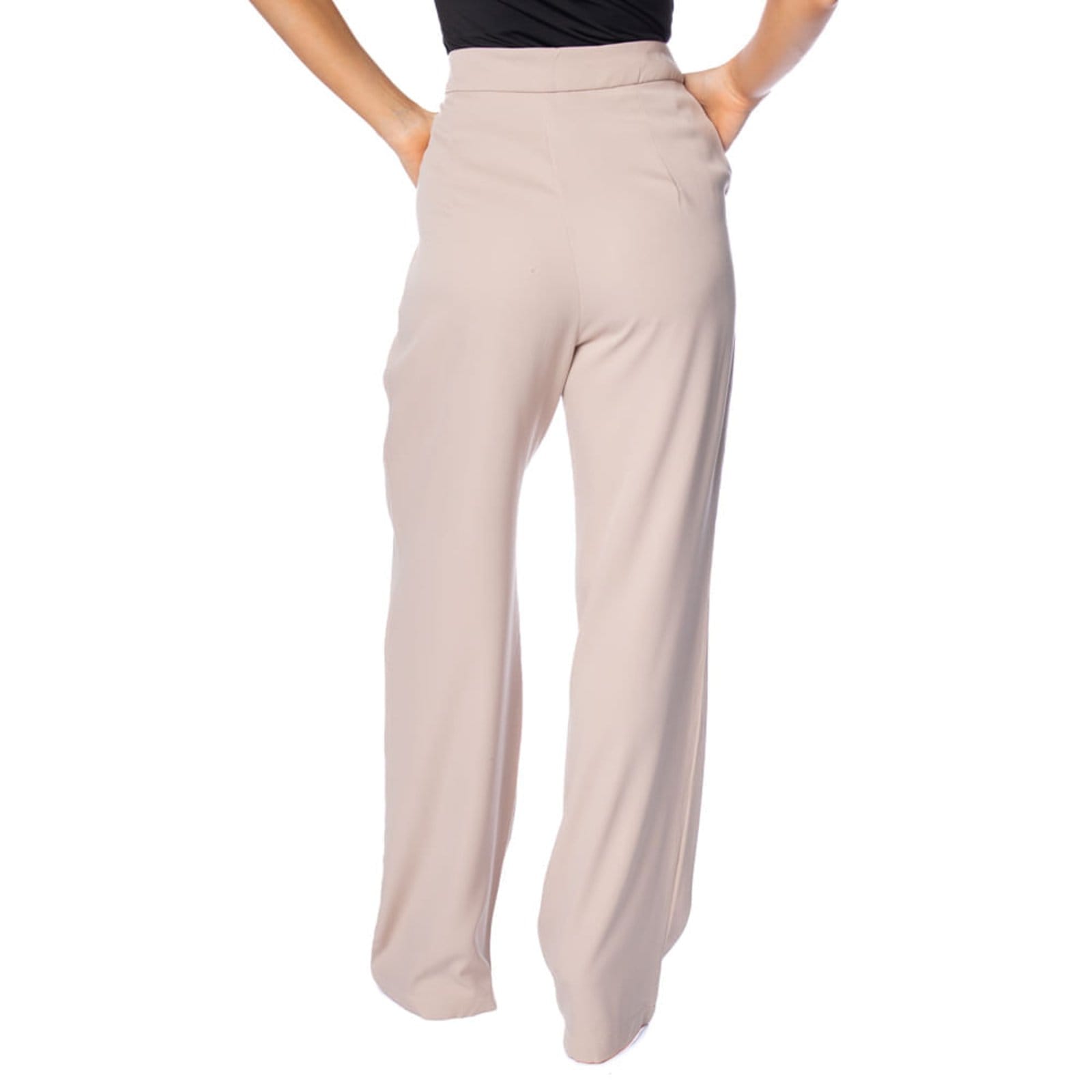 Vista 2 Calça Feminina Pellini Wide Leg Alfaiataria Pellini bege