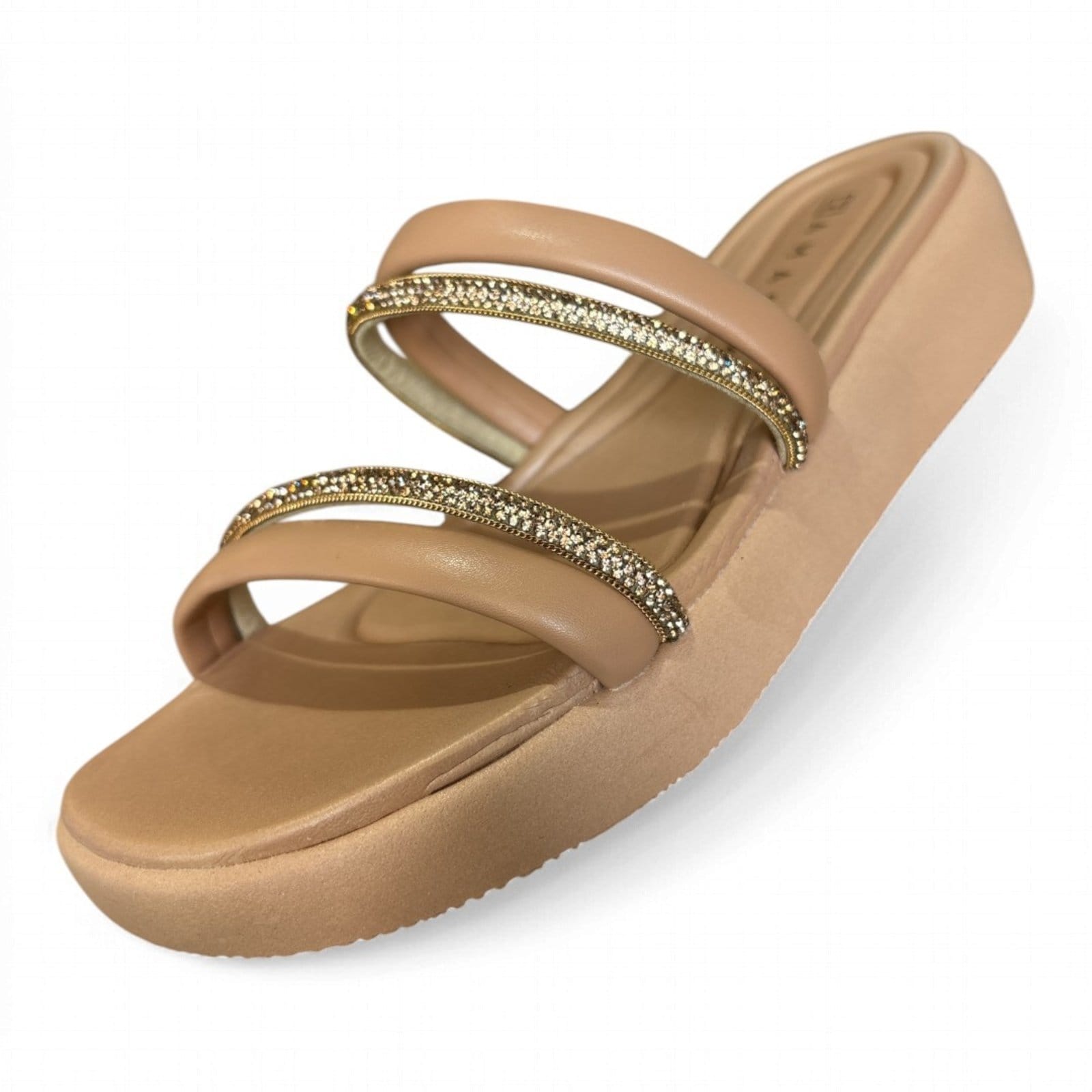 Vista 2 Tamanco Feminino Strass Caqui Ramarim 2424201-2 RAMARIM cáqui caqui