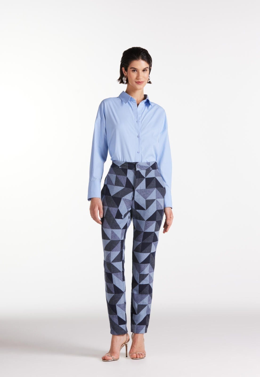 Vista 2 Camisa Tricoline Manga Longa Traymon Claro Traymon azul