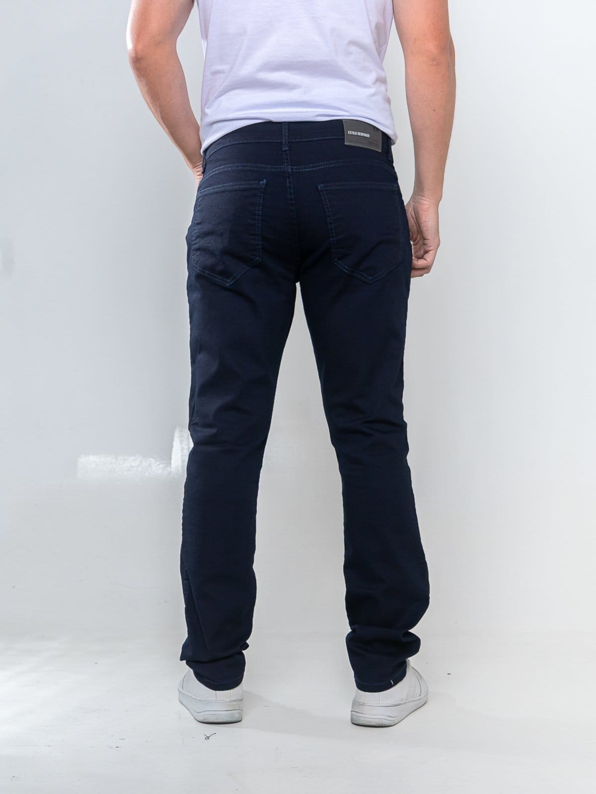 Vista 2 Calça Sarja Masculina - Tempo Habil Confortavel Social e Casual 5 Estilo azul/azul marinho