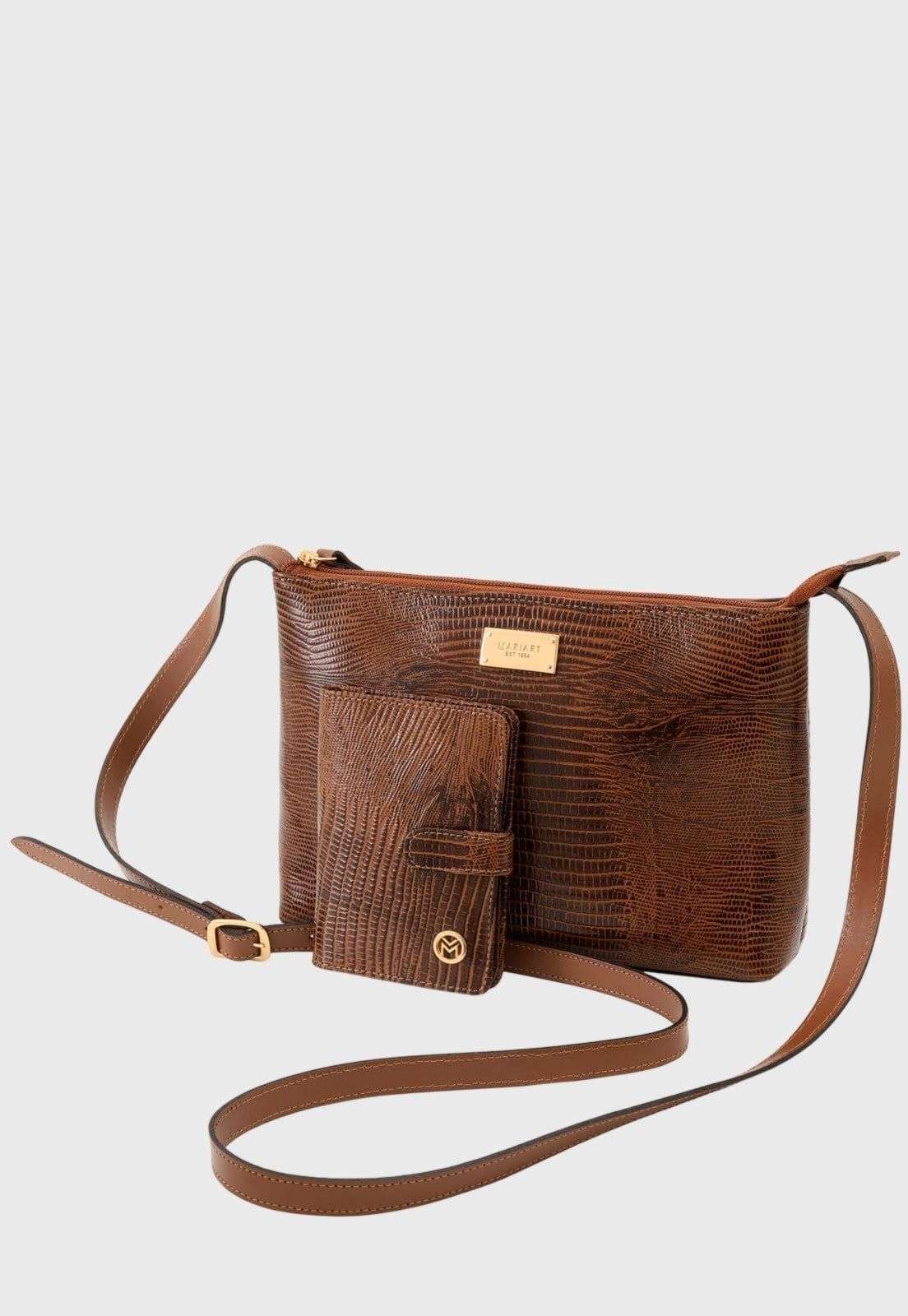 Kit Bolsa e Carteira Couro Mariart 2190MRT + 237MRT Havana