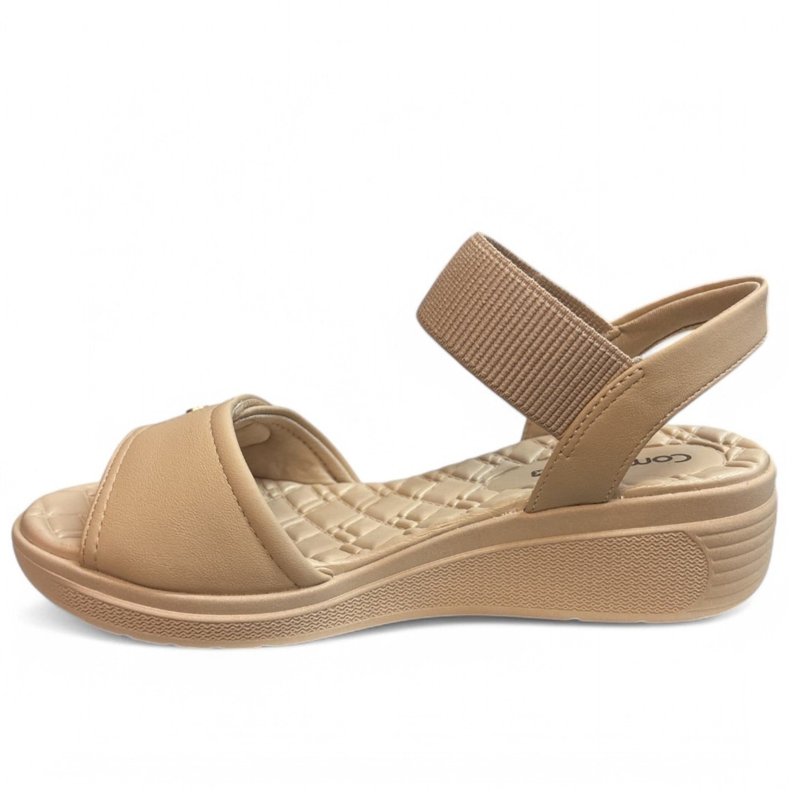 Vista 2 Sandália Feminina Plataforma Elástico Comfortflex 2486403-1 Comfortflex bege