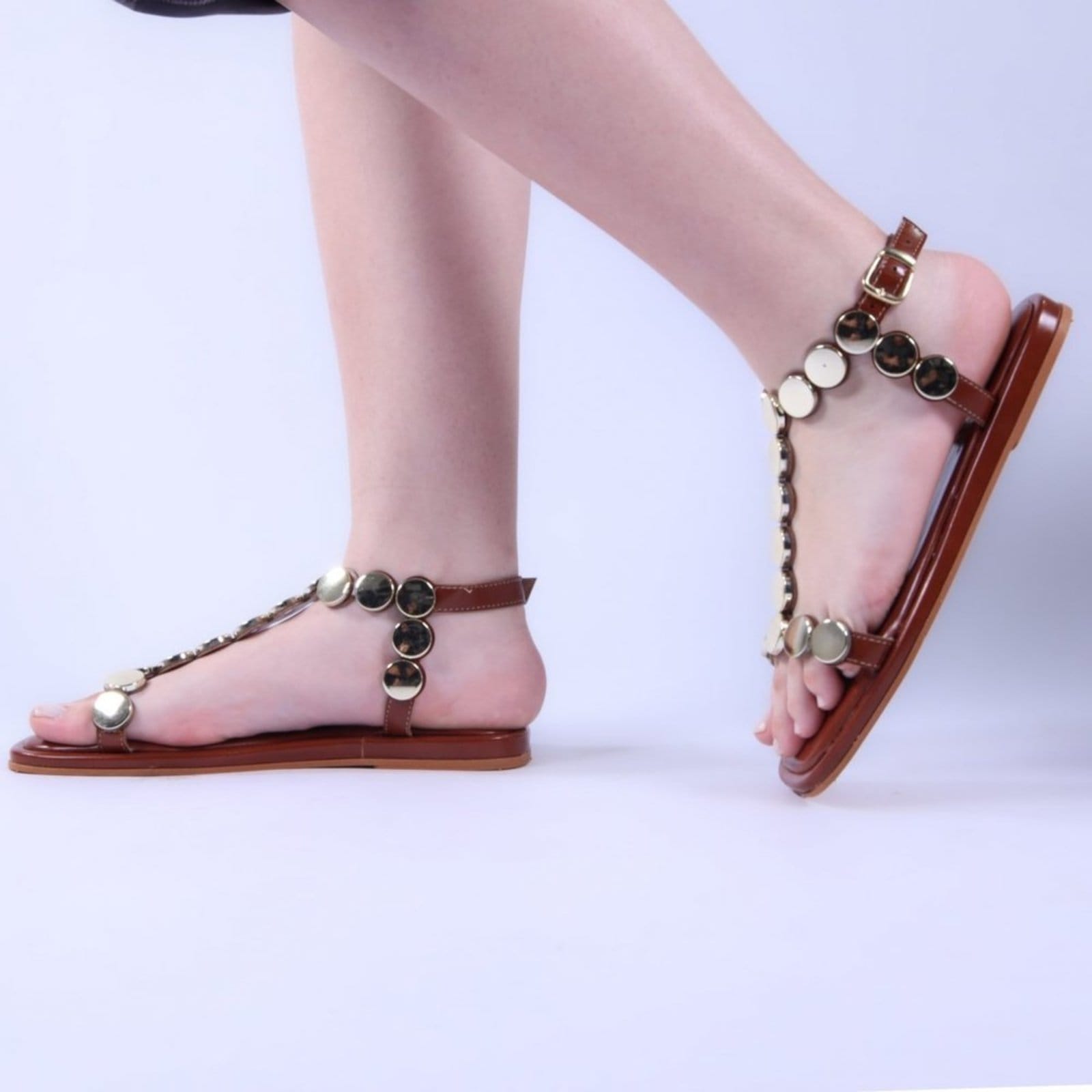 Vista 2 Sandália Rasteira Feminina Zariff T-543 Zariff Zariff marrom