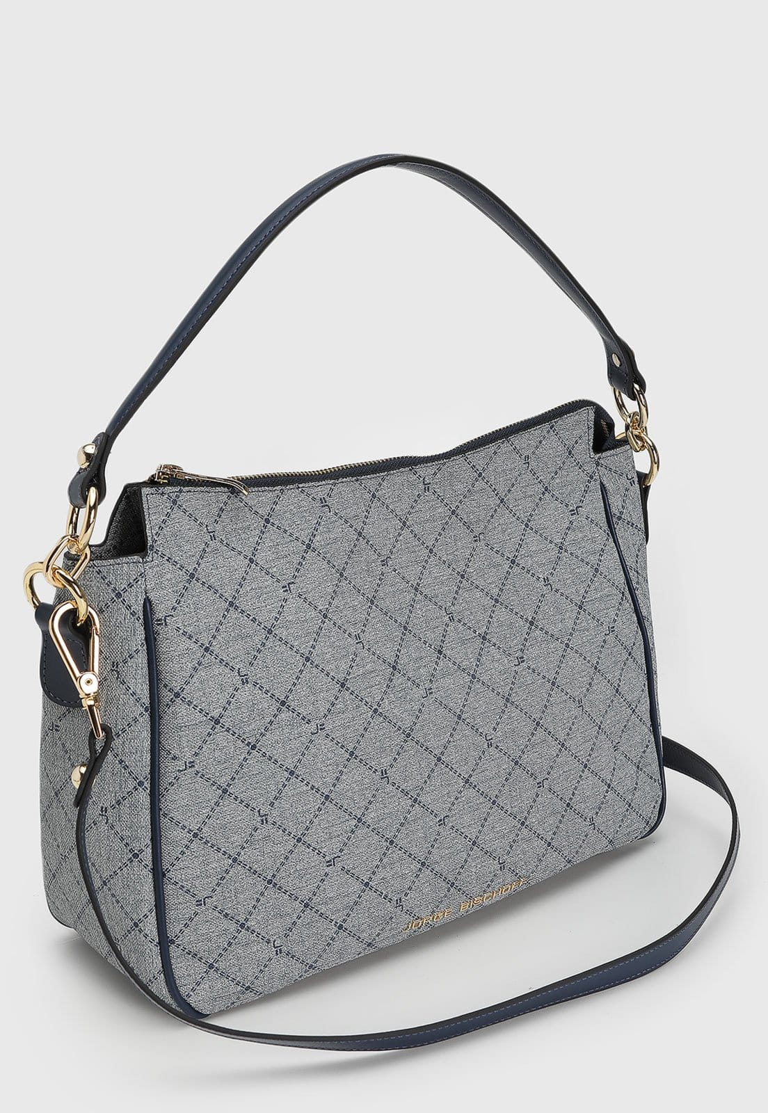 Vista 2 Bolsa Tiracolo Feminina Jorge Bischoff Monograma Alça Dupla Jorge Bischoff azul