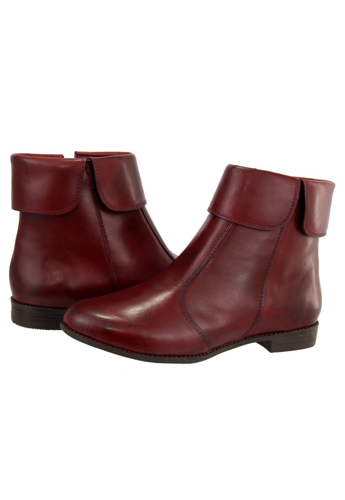 Vista 2 Bota em Couro Franja Maria Paula Cano Curto Morango MARIA PAULA vermelho