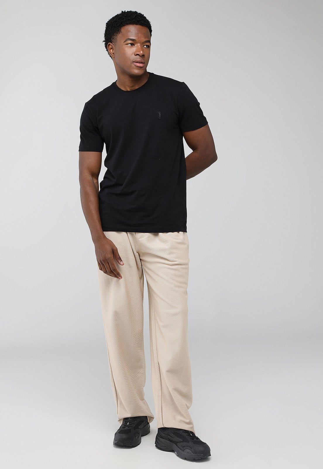 Vista 2 Calça Masculina Forum Canelada Cós Elástico Forum bege