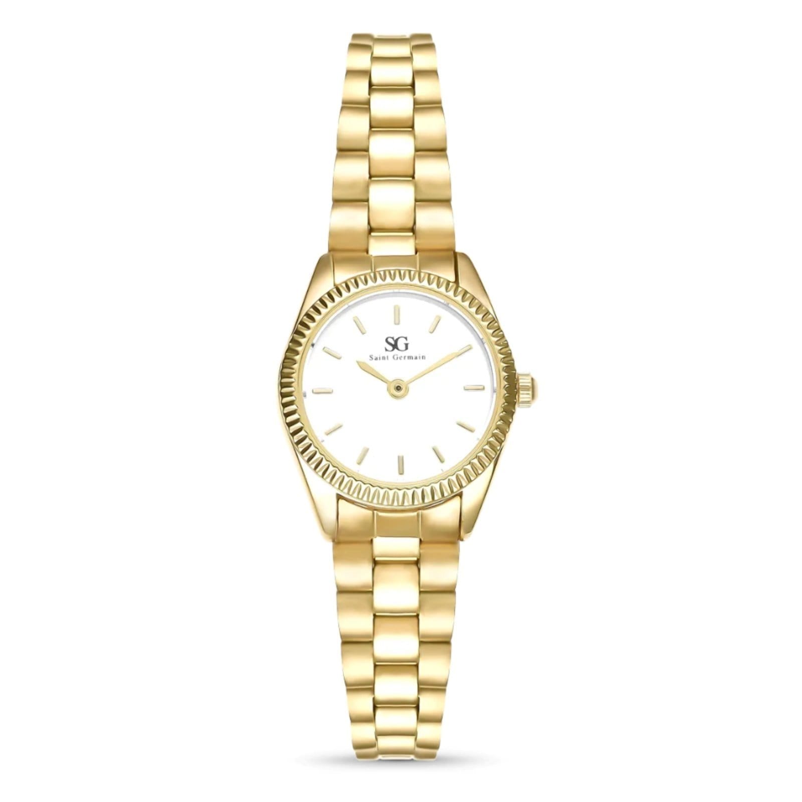 Relógio Feminino Saint Germain Celeste Gold Mini Dourado com Bisel Canelado