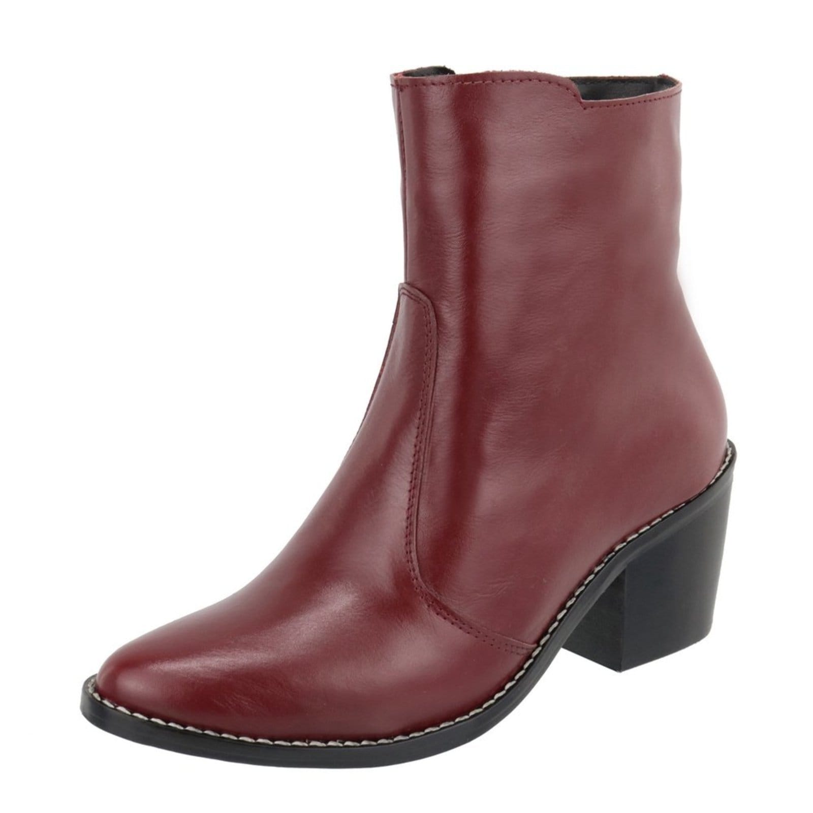Bota Couro Bico Fino Cano Curto Vermelha Red Cherry Lançamento
