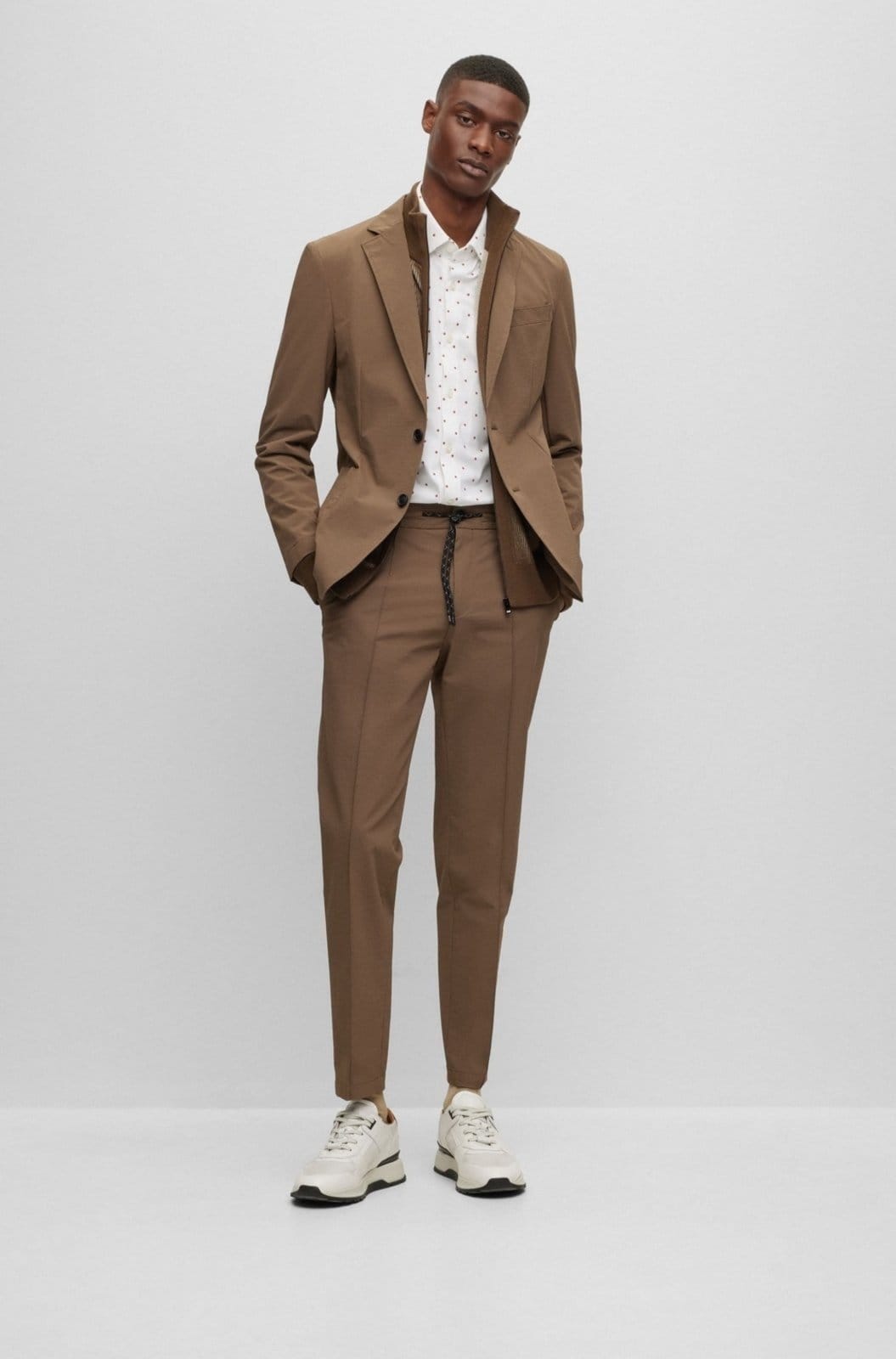 Camisa De Ajuste Fino Em Algodão Estampado Com Stretch 37 - 2