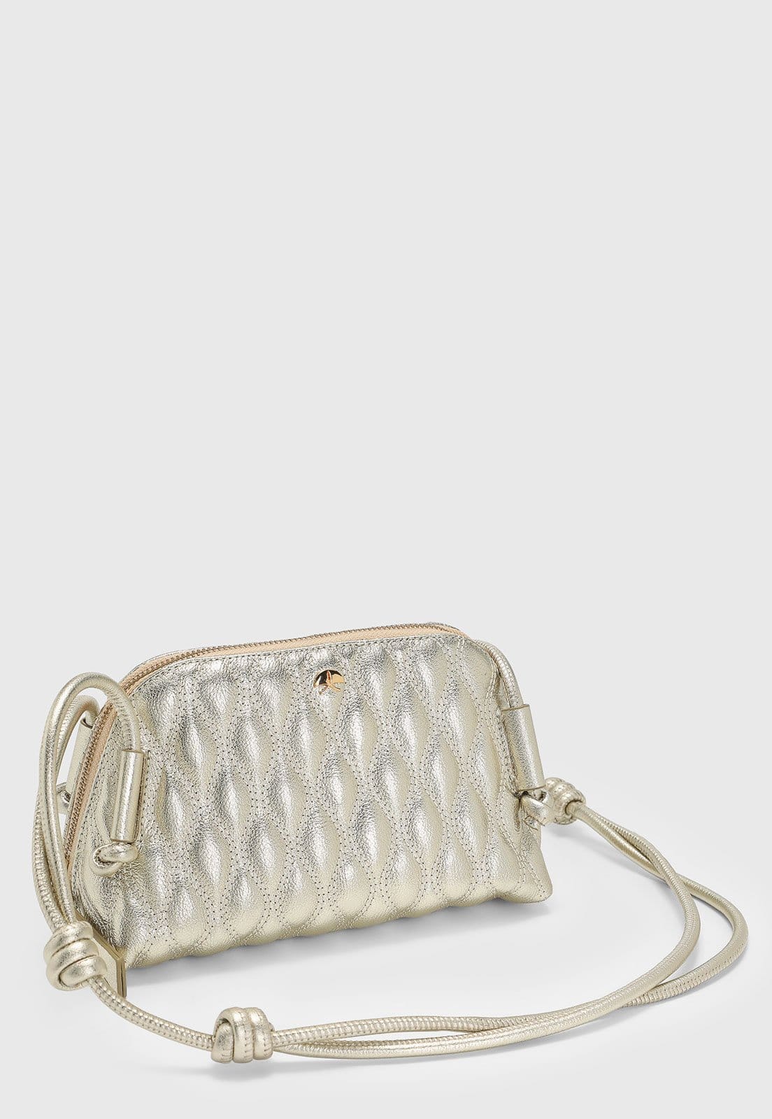 Vista 2 Bolsa Média Feminina Luiza Barcelos Alça Nó Metalizada Dourada Luiza Barcelos dourado