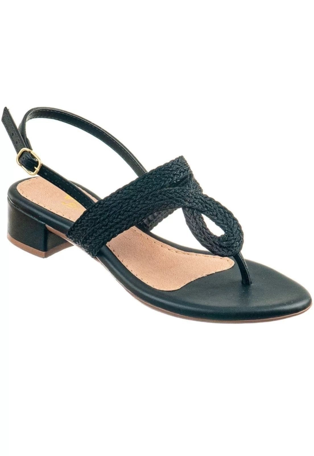 Sandália com Saltinho Baixo Quadrado Via Birigui com Trisse