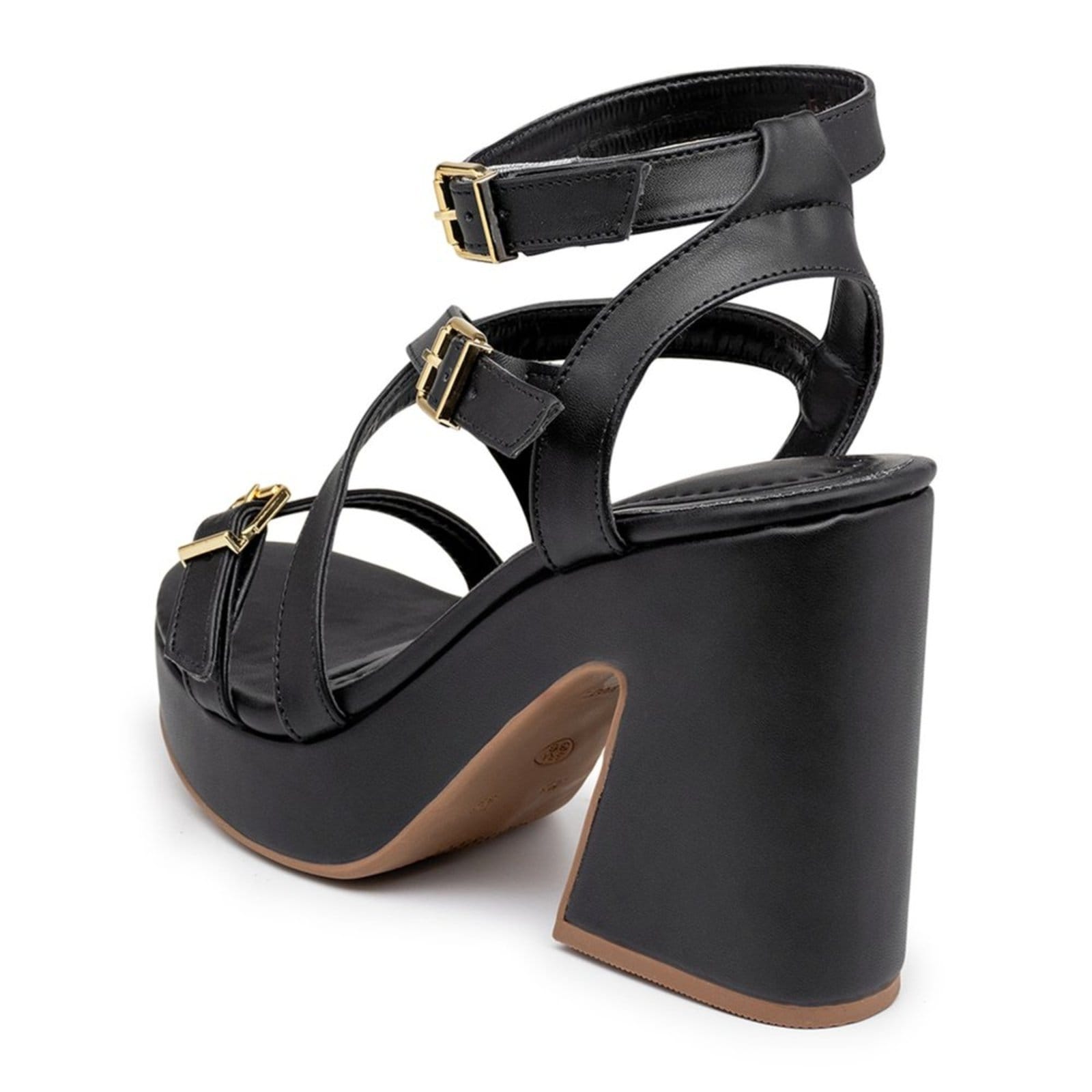 Vista 2 Sandália Feminina Meia Pata Salto Grosso 15100 Preta - Lírio Flor da Pele preto