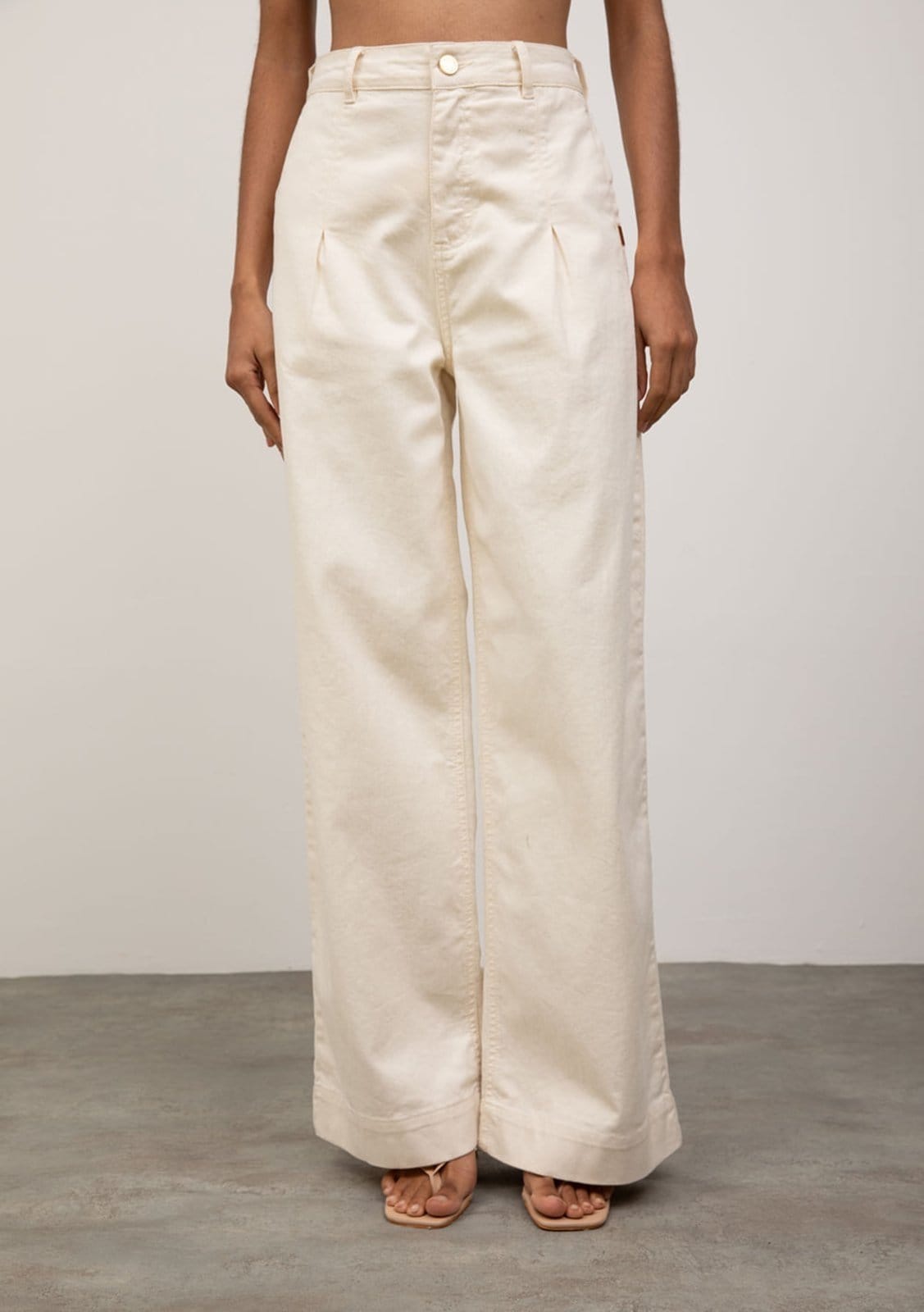 Vista 2 Calça Iódice Pantalona Alta Off-white IÓDICE off-white white