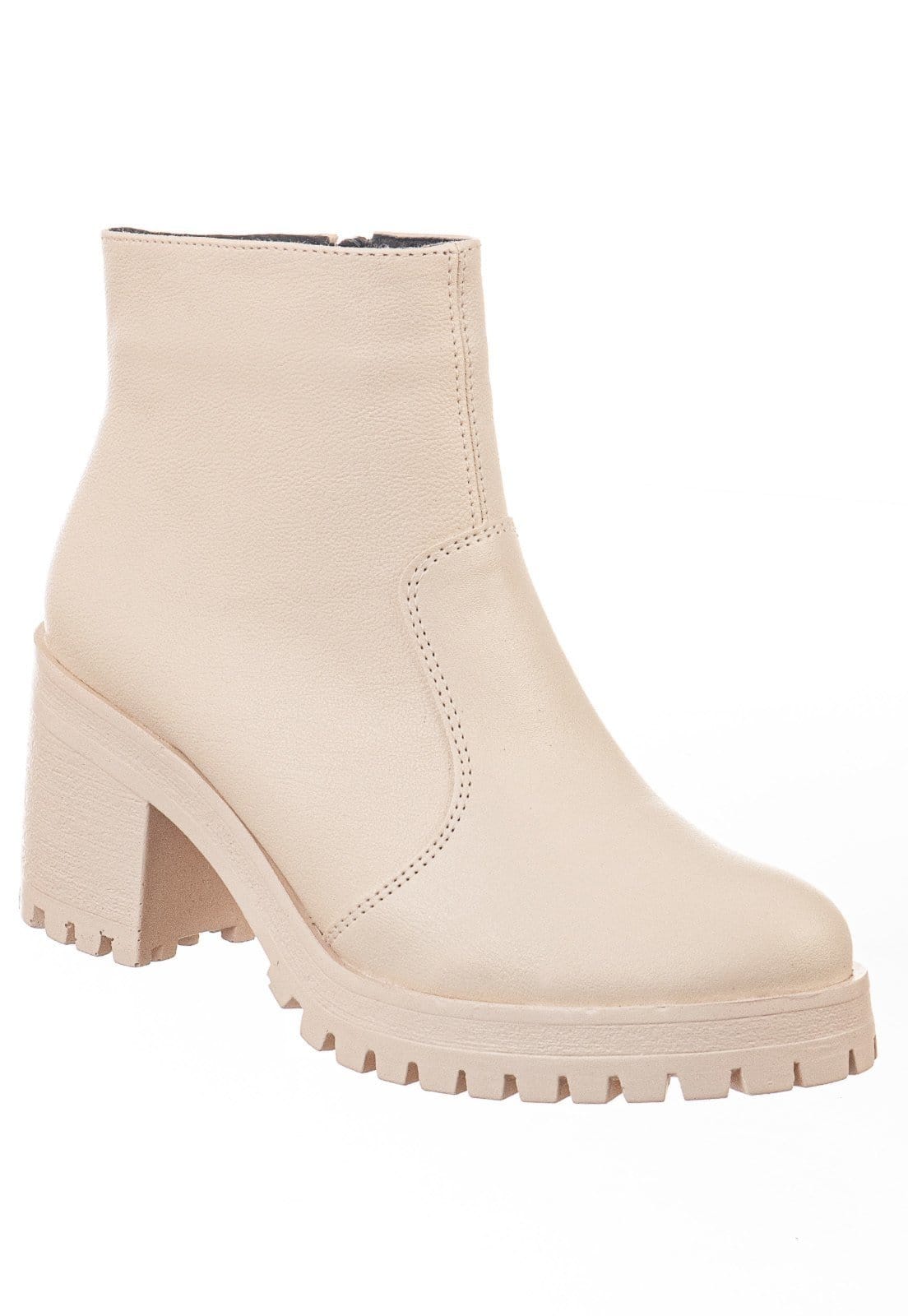 Botinha Off White Cano Curto Tratorado Via Birigui OffWhite