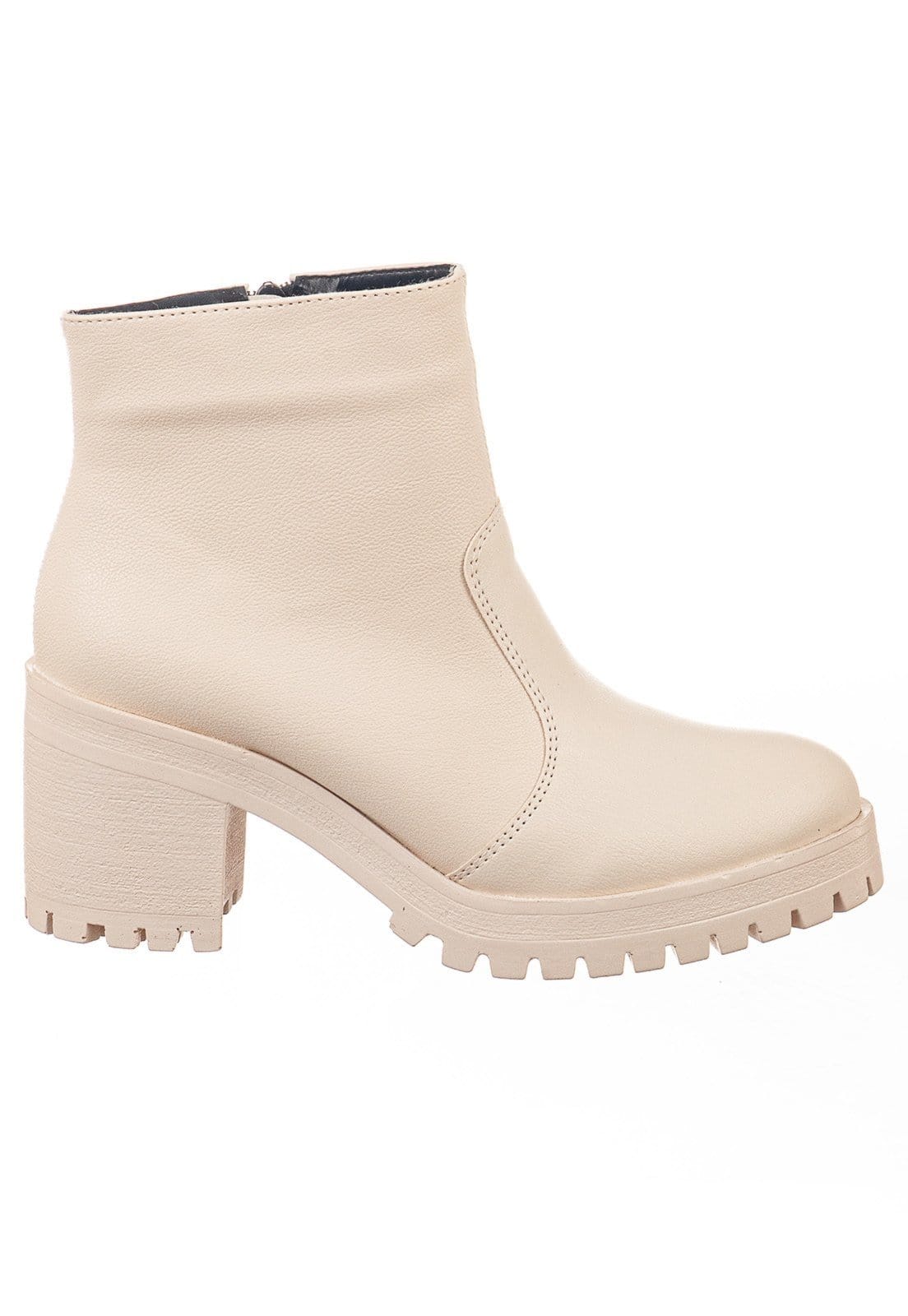 Vista 2 Botinha Off White Cano Curto Tratorado Via Birigui OffWhite VIA BIRIGUI bege white