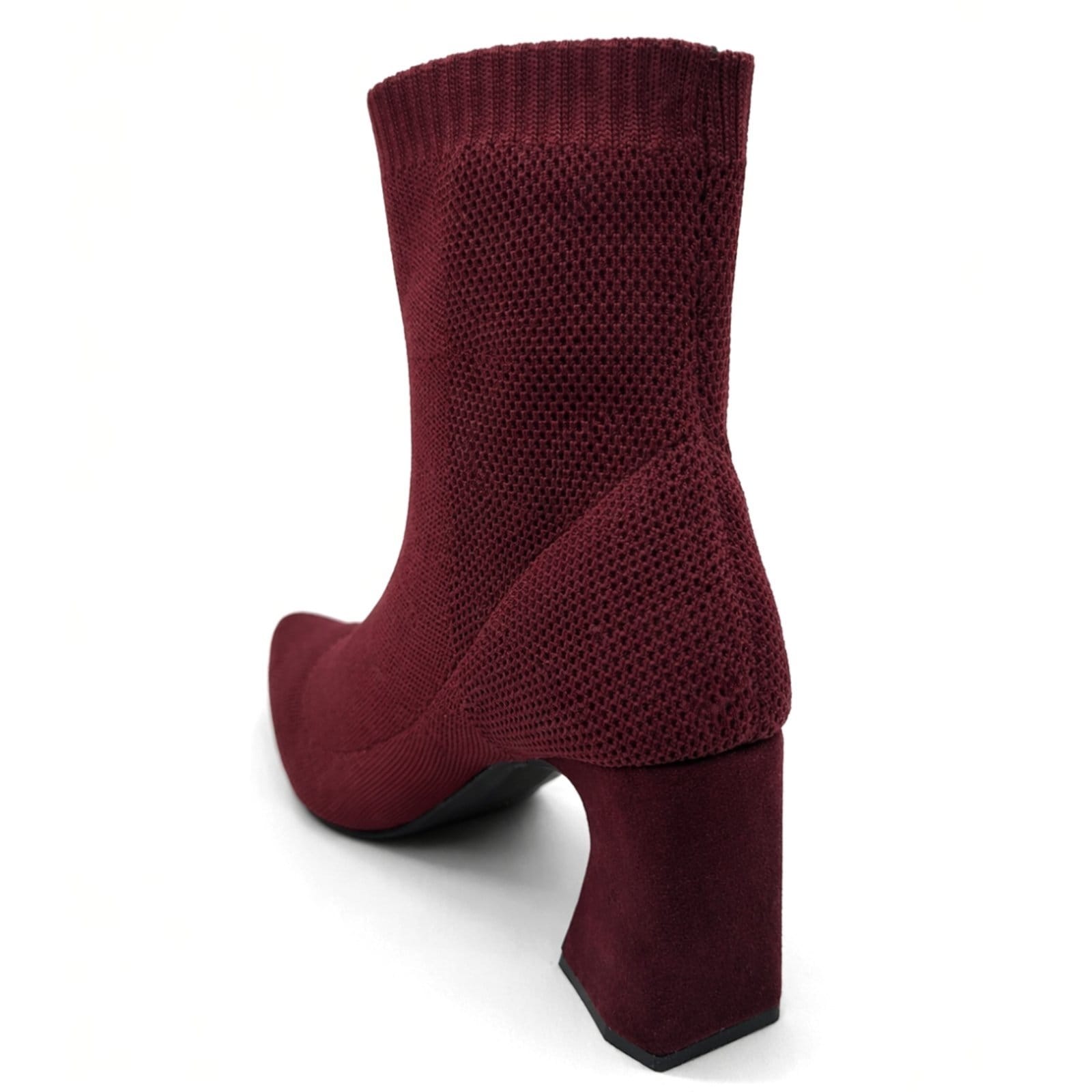 Vista 2 Bota Meia Feminina Cano Curto Salto Grosso Sete Sales 184000 Sete Sales vinho