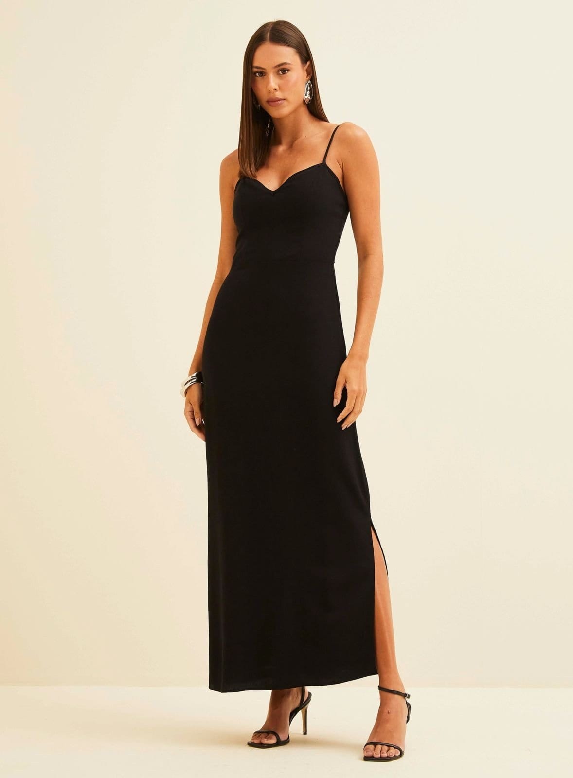 Vestido Midi Em Linho Decote Coração Forum