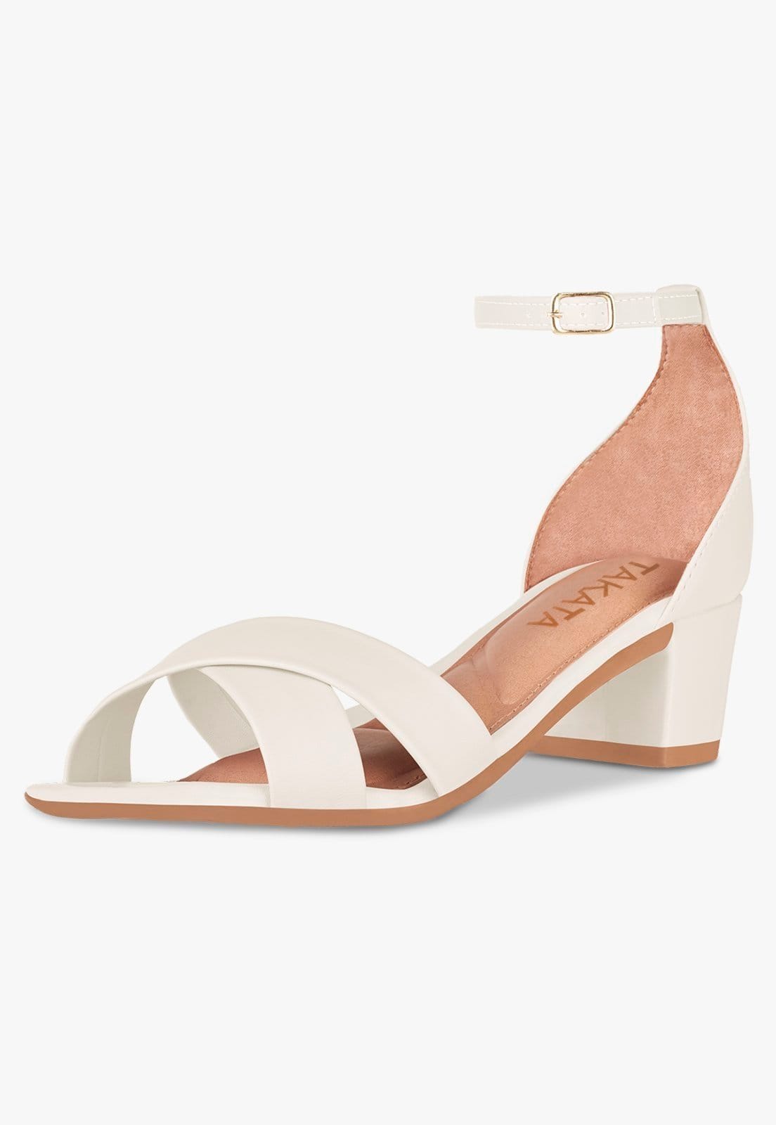 Sandalia Feminina Colorida Festa Salto Baixo Grosso Moda Off White