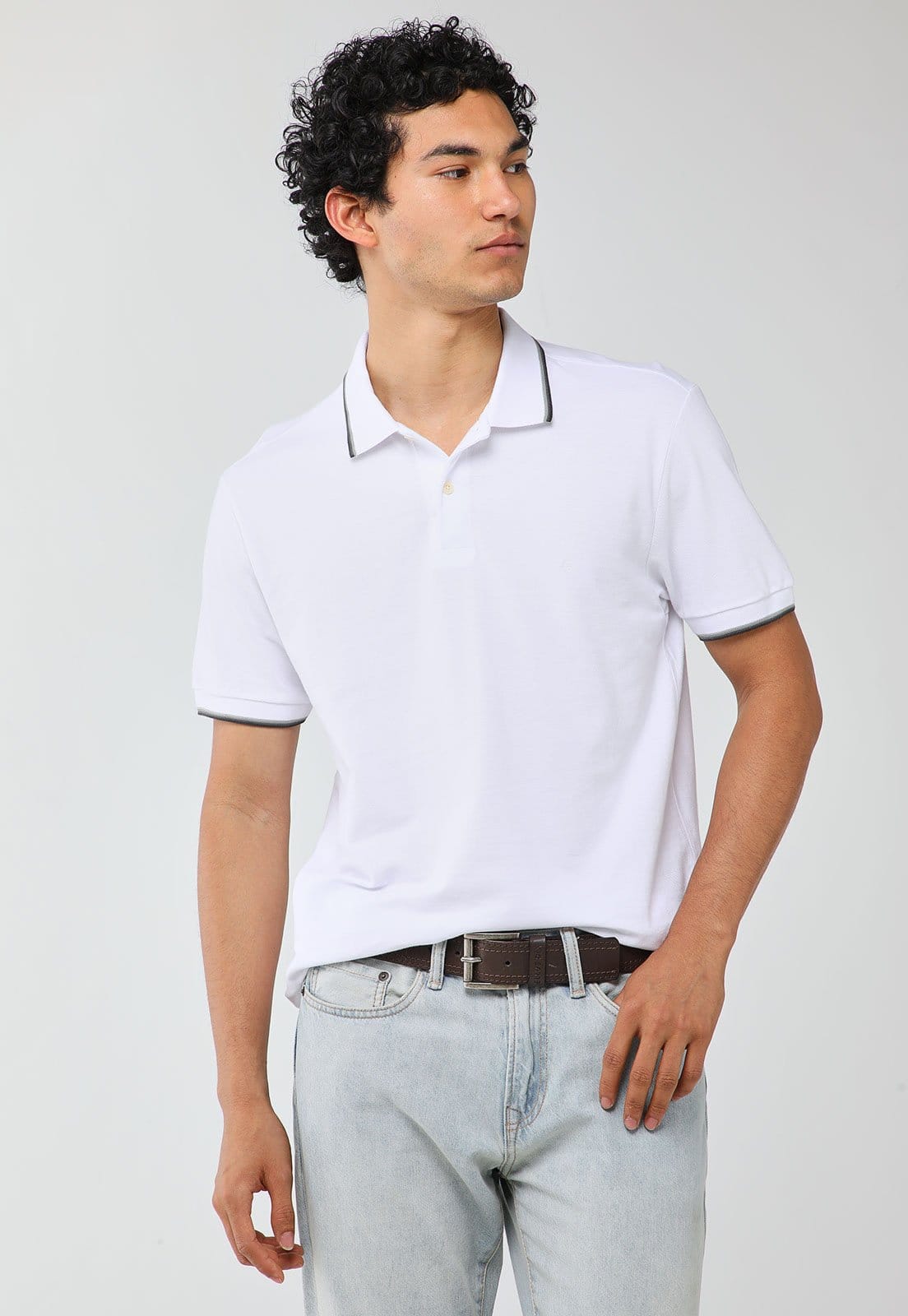Polo Masculina Aramis Gola Contrastante Branca