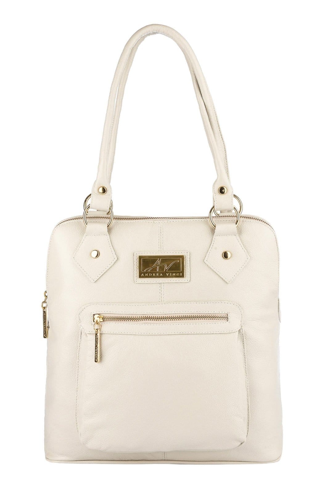 Bolsa mochila de couro liso Lívia - Marfim