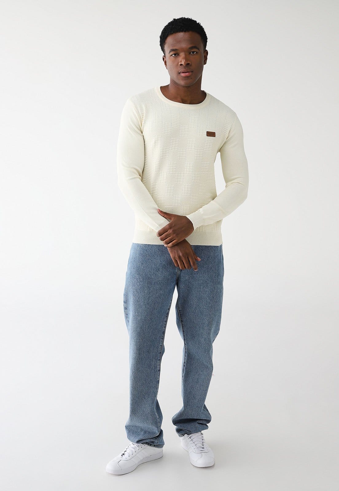 Vista 2 Suéter Tricot Red Nose Reto Texturizado Branca Red Nose branco red