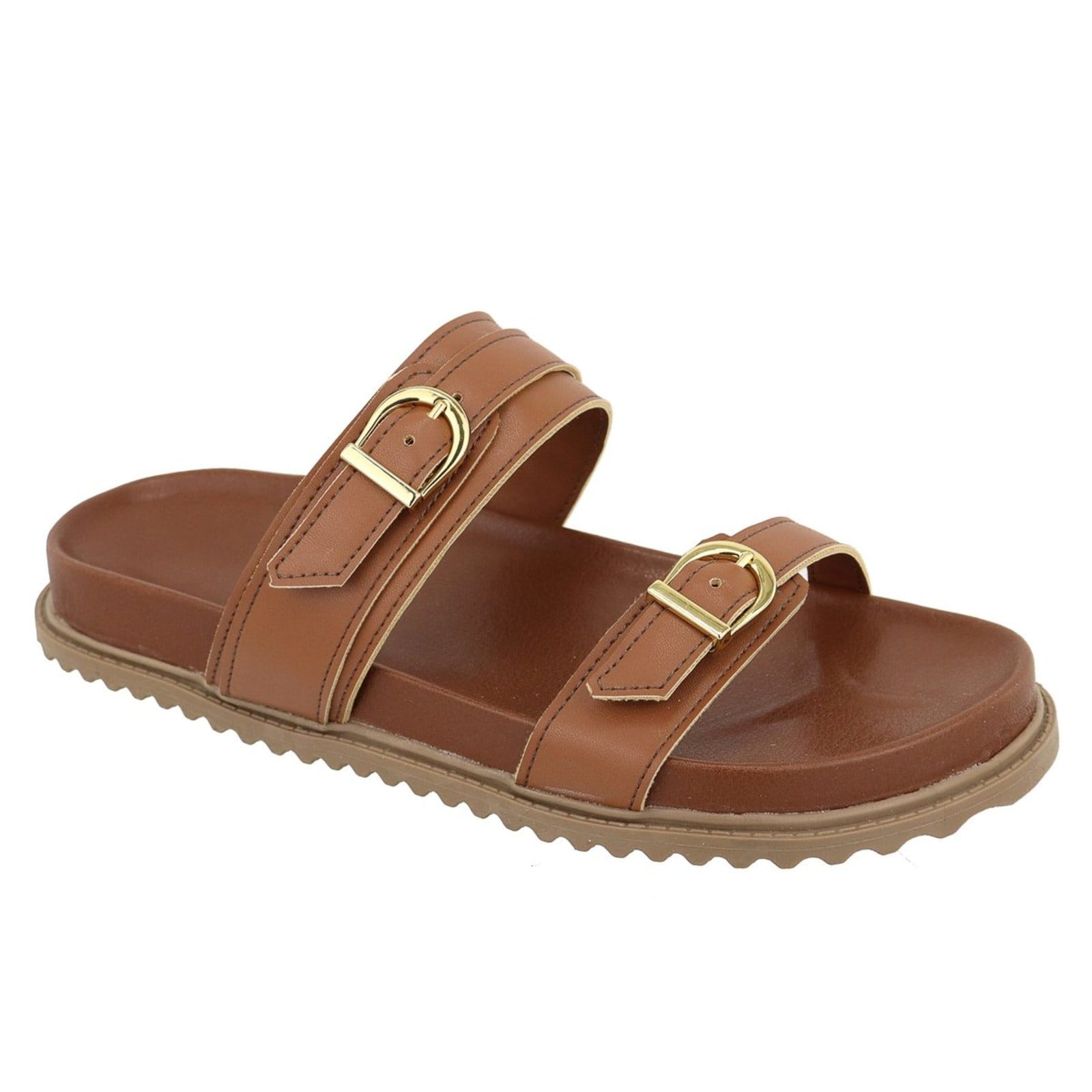 Sandalia Papete Rasteira Flat Feminina Fivelas