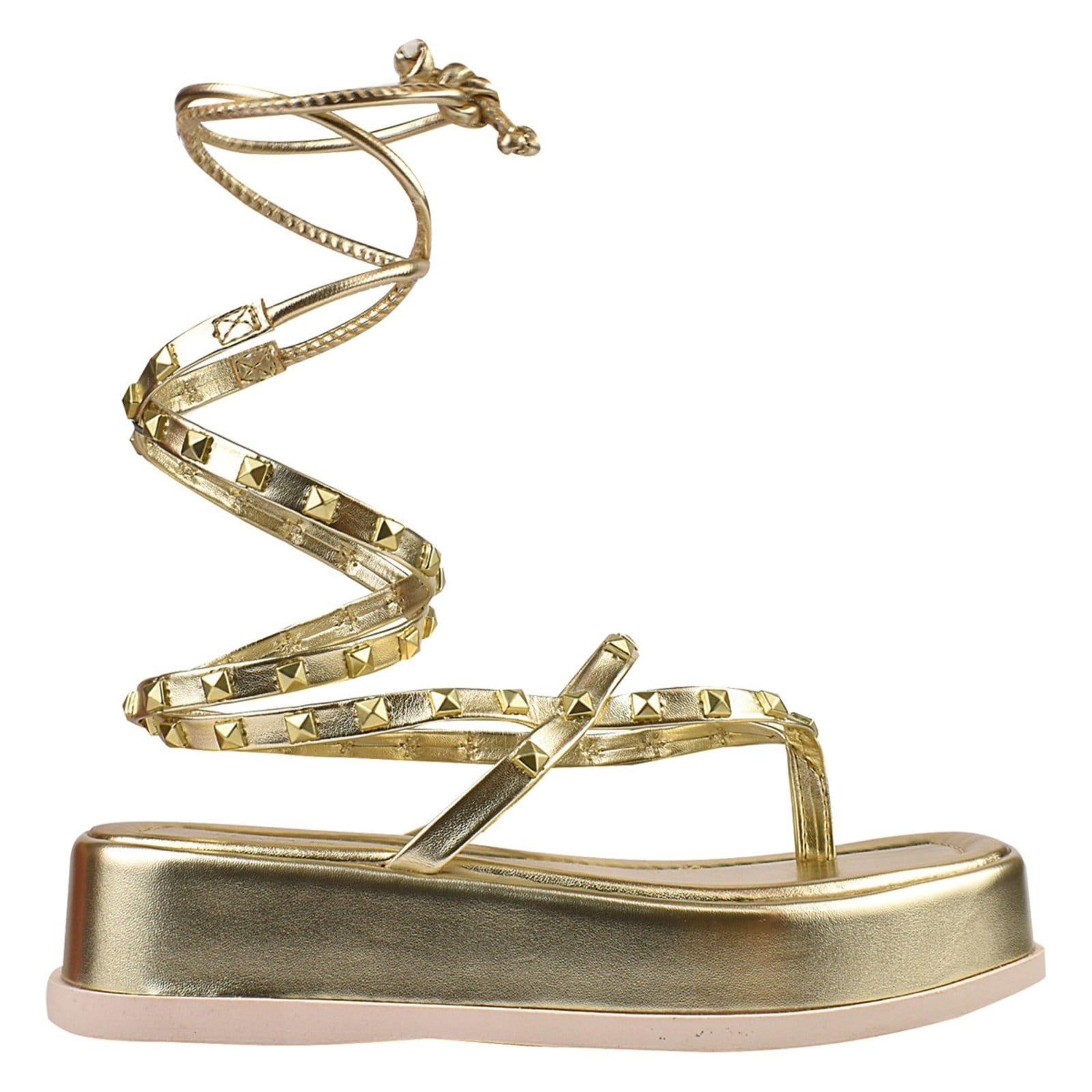 Papete Feminina Plataforma Tamanco de amarrar Moda Ouro