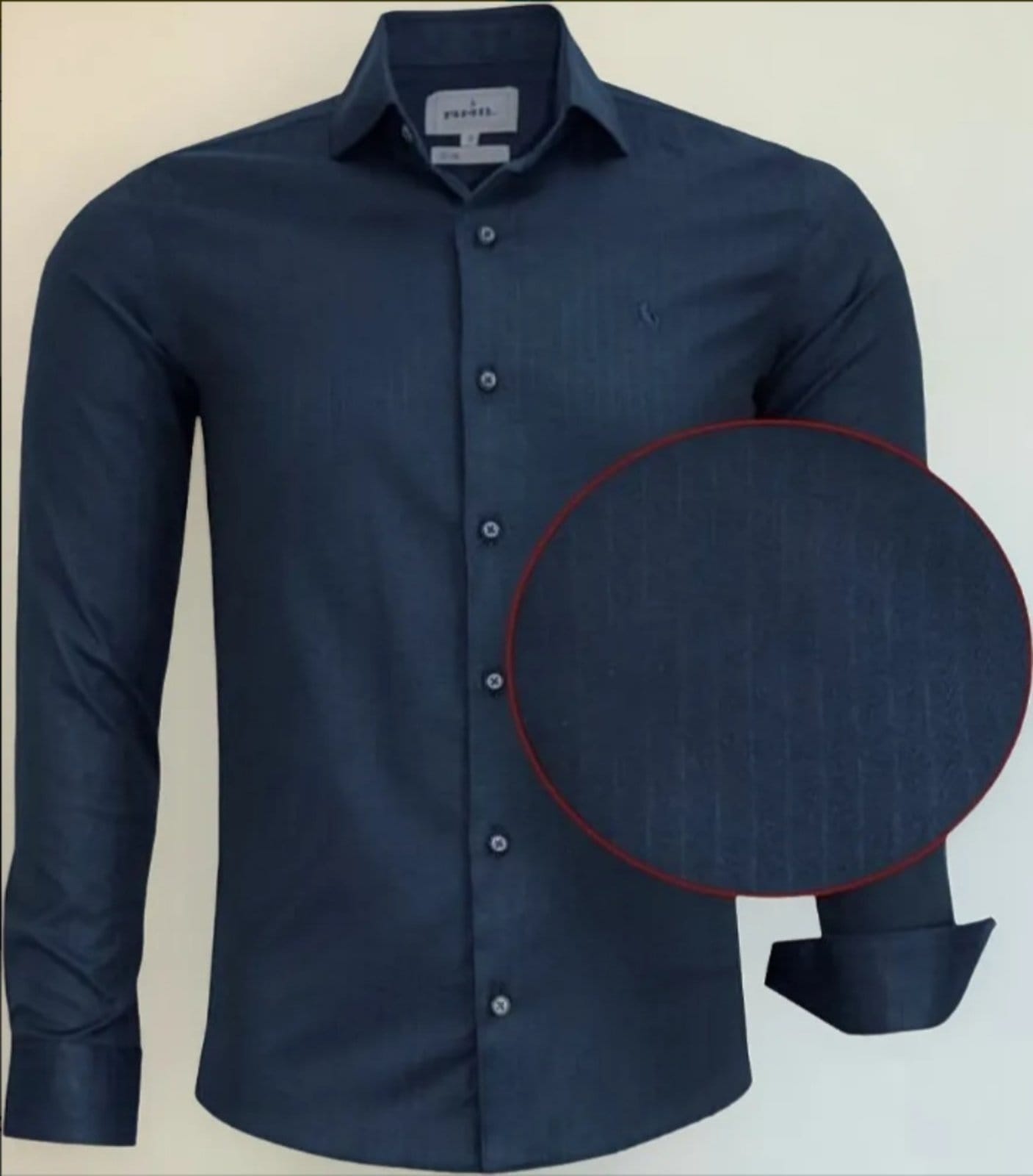 Camisa Social Amil Slim Aglow Algodão Com Elastano Detalhado Manga Longa Luxo Marinho