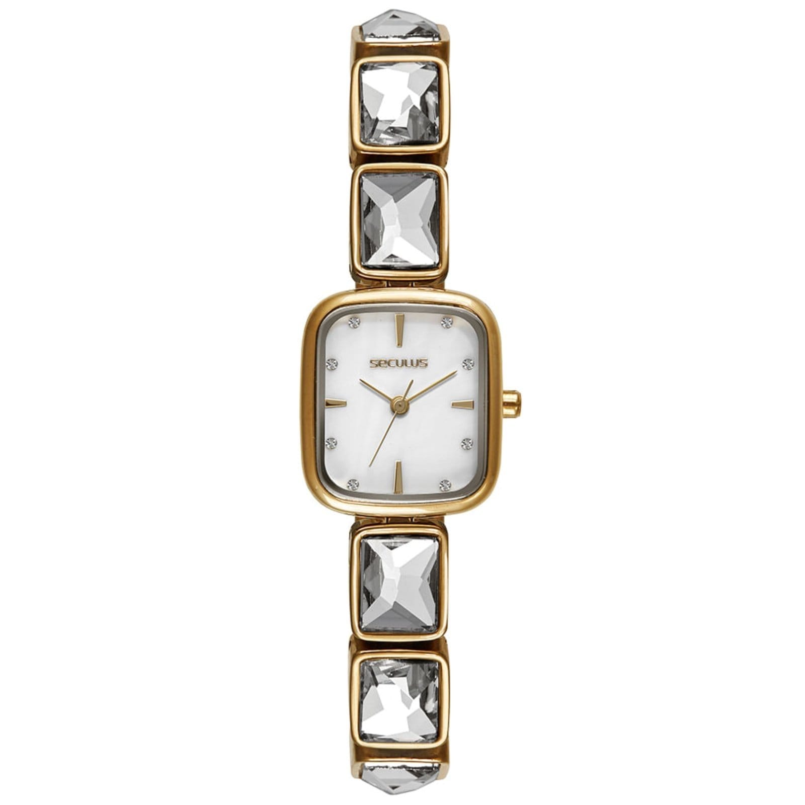 Relógio Feminino Seculus Retangular Madre perola