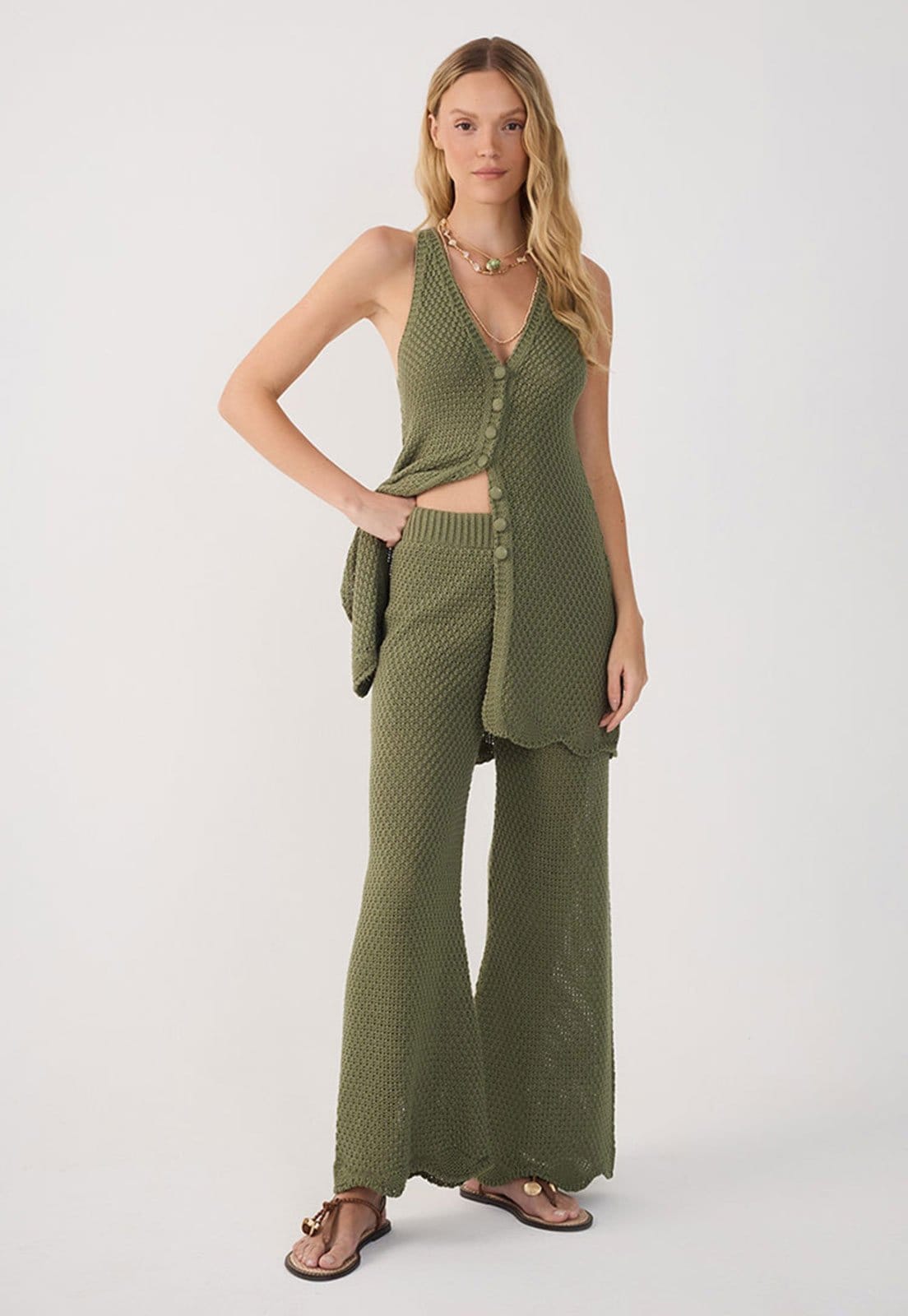 Vista 2 Calça Dress To Cenoura Xadrez Dress to verde