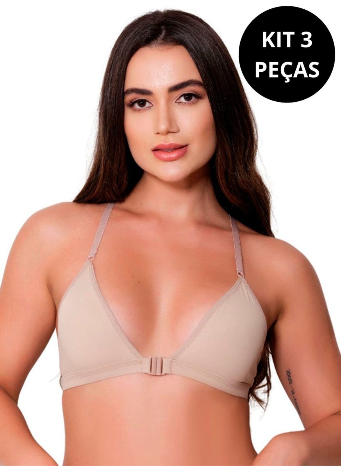 Kit 3 Sutiãs Nadador Gabi Lingerie Microfibra Sem Bojo Confortável Alças Reguláveis Dia a Dia Elegante
