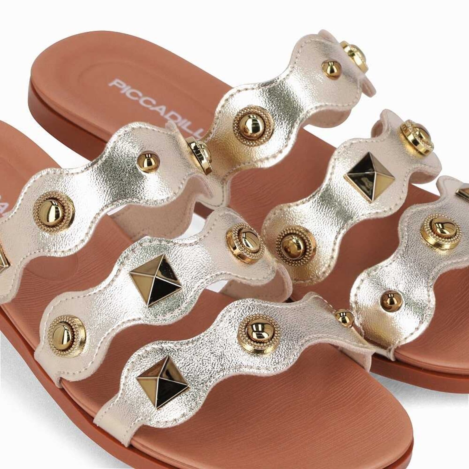 Vista 2 Sandália Rasteira Piccadilly 418092 Feminina - Ouro Piccadilly dourado