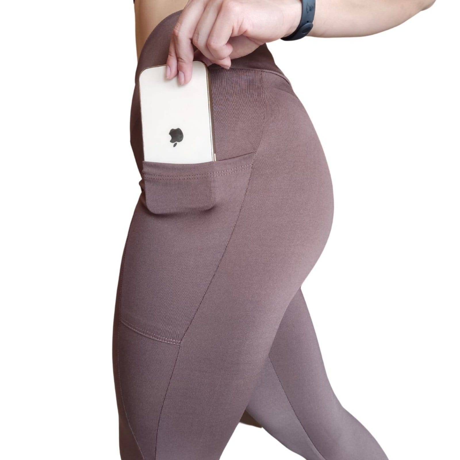 Vista 2 Calça Legging Plus Size Heide Ribeiro Super Silver Bolso Marrom Heide Ribeiro marrom silver