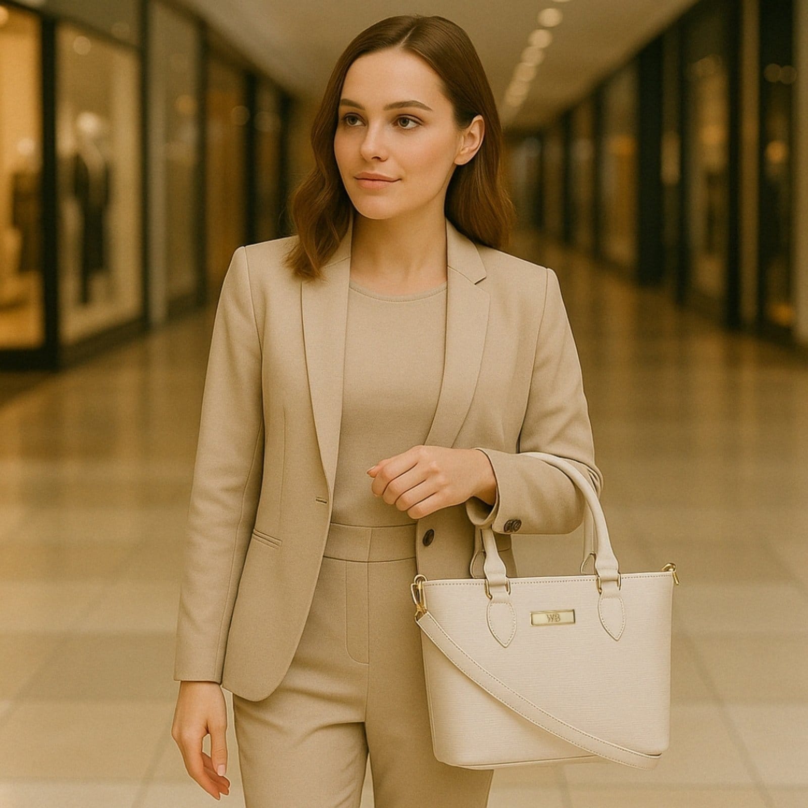 Bolsa Tote Estruturada Transversal Regulável Com alça de Mão-Gelo