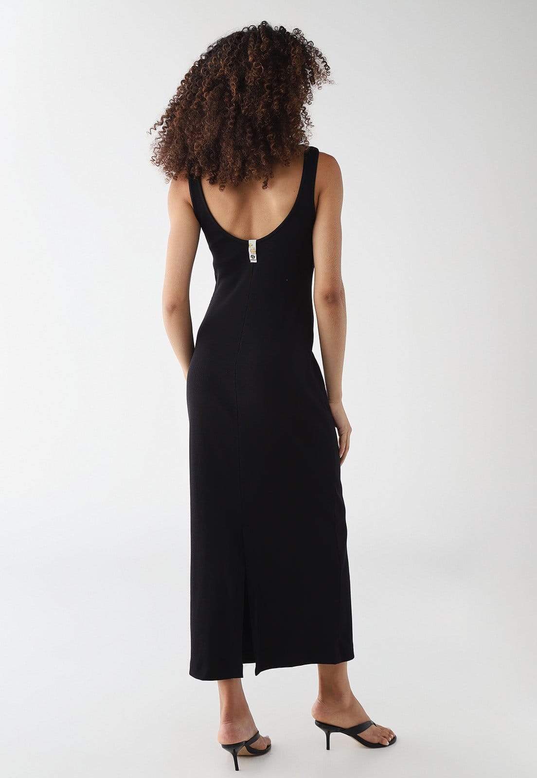 Vista 2 Vestido Feminino Colcci Midi Canelado Colcci preto